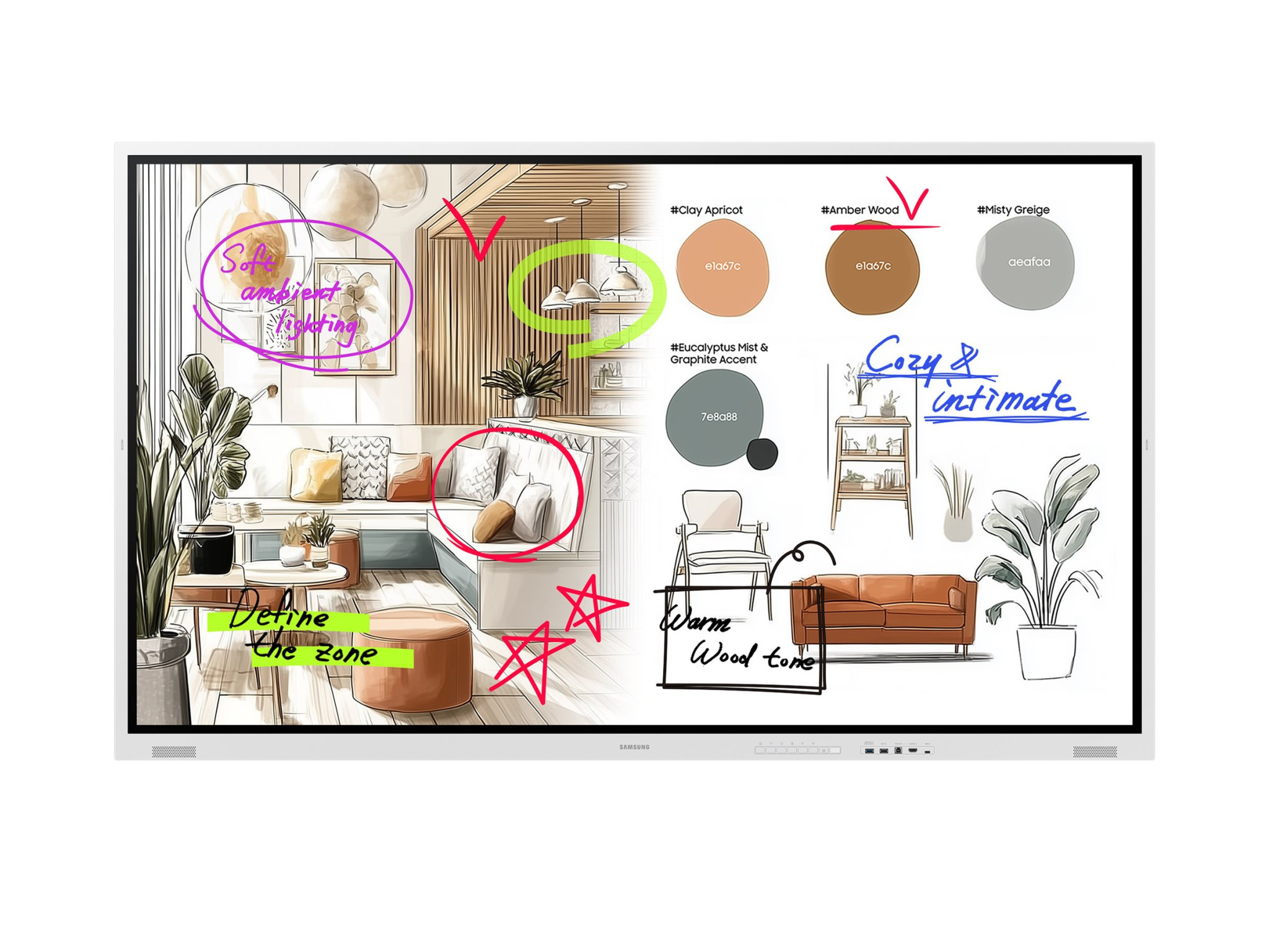 Интерактивен дисплей Samsung Flip 5 Pro WM85FX, 85" 4K UHD VA тъч панел, 450 cd/m², 20-точков инфрачервен мултитъч, Tizen OS 9.0 - LH85WMFWLGCXEN - 1