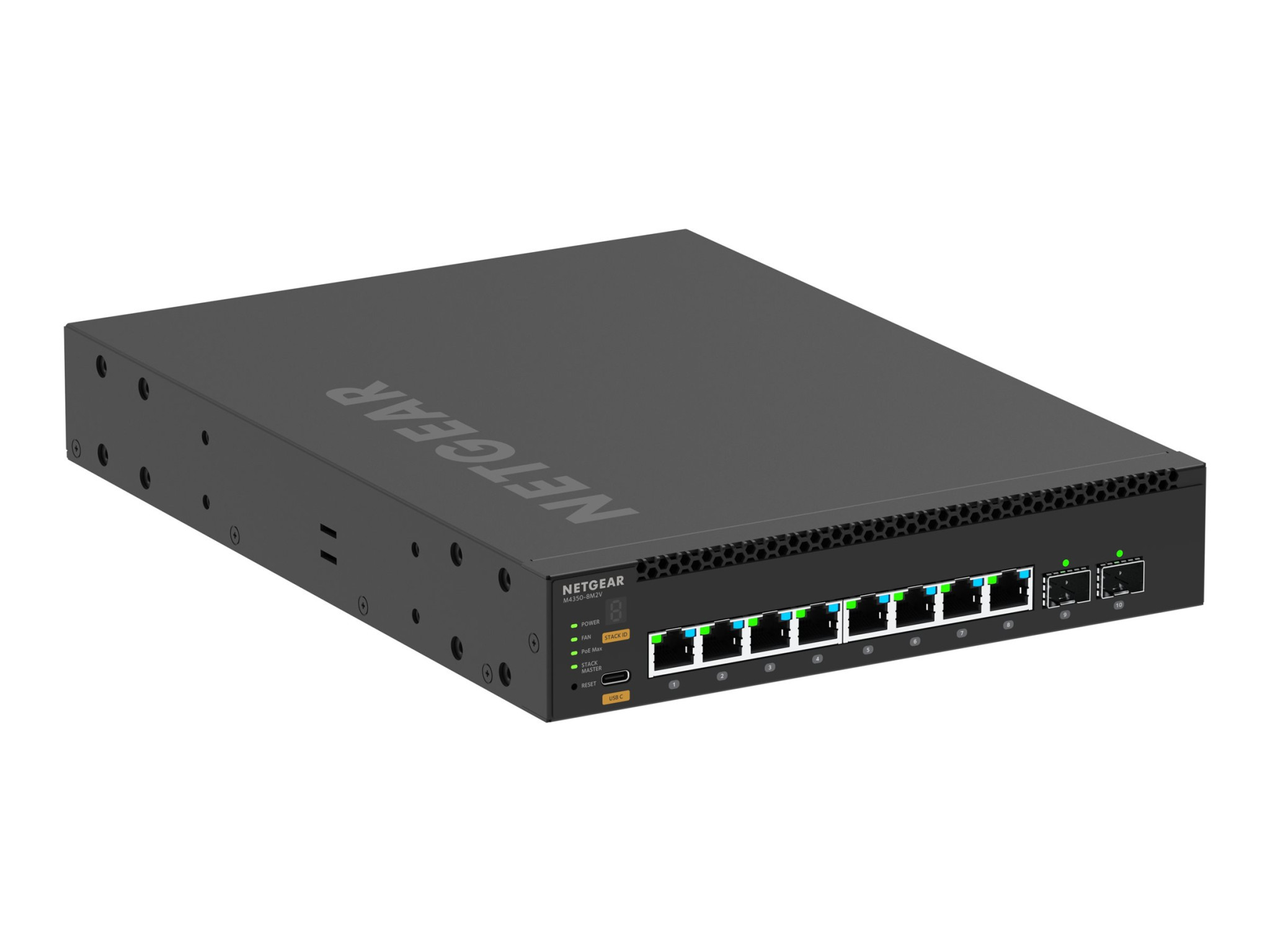 Мрежов суич NETGEAR M4350-8M2V, 8x 2.5GBase-T PoE++, 2x 25G SFP28, L3 Managed - MSM4310-100NES - 1