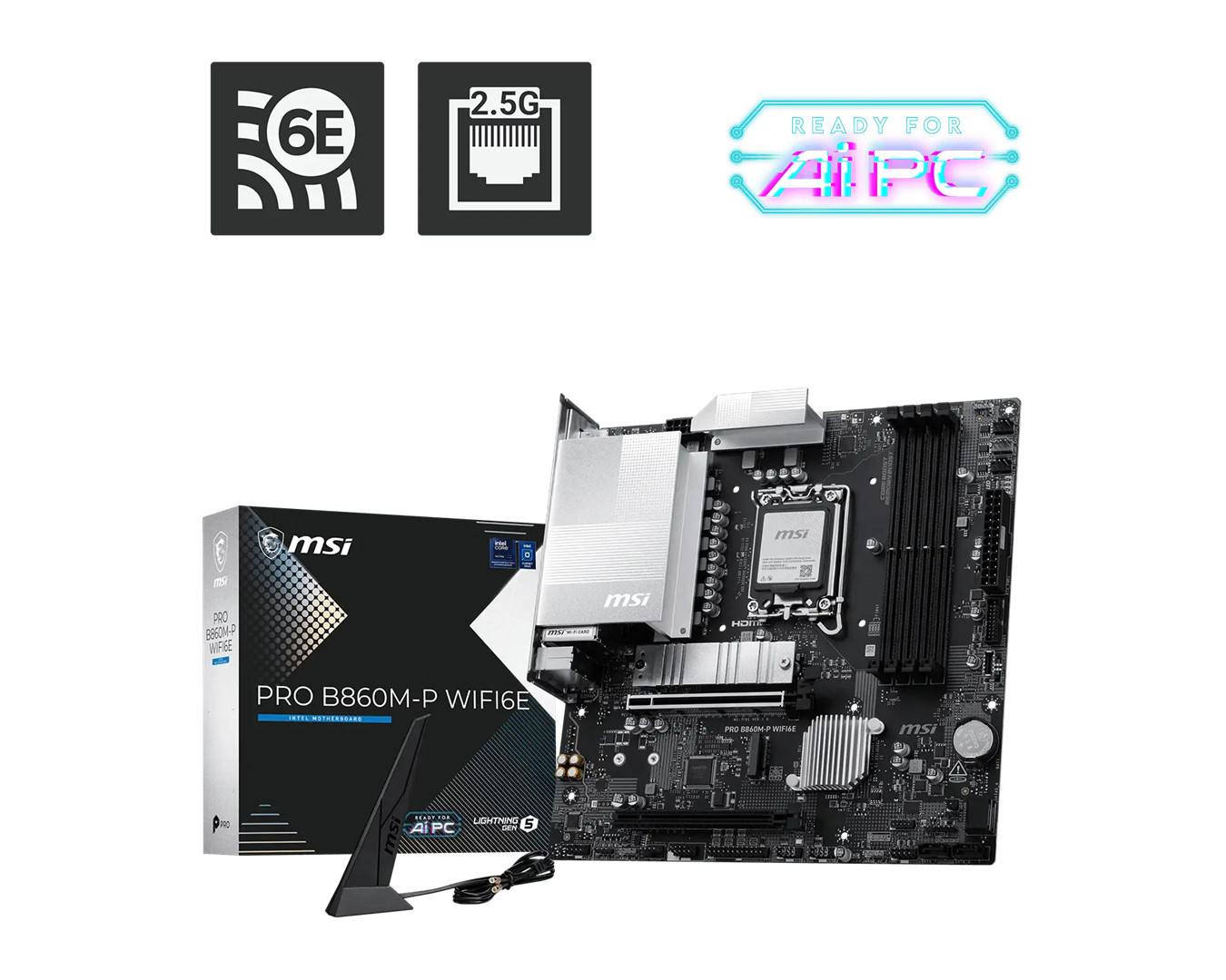 Дънна платка MSI PRO B860M-P WIFI6E, LGA 1851, Intel B860, 4x DDR5, mATX - 911-7F01-004 - 1