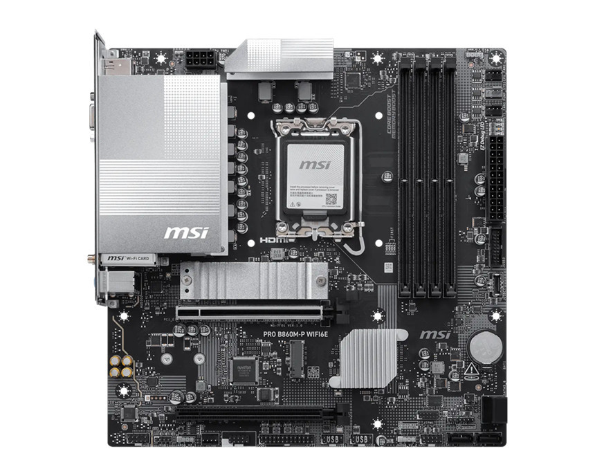Дънна платка MSI PRO B860M-P WIFI6E, LGA 1851, Intel B860, 4x DDR5, mATX - 911-7F01-004 - 2