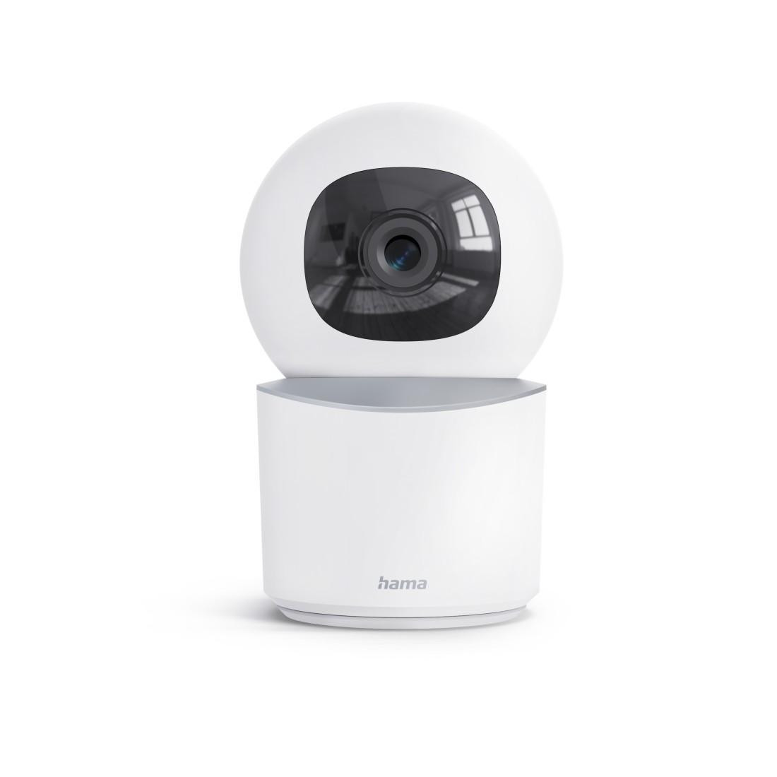 Камера за наблюдение HAMA, Wi-Fi, Full HD, въртяща се, нощно виждане, двупосочно аудио, за закрити помещения, бяла - HAMA-176695 - 1