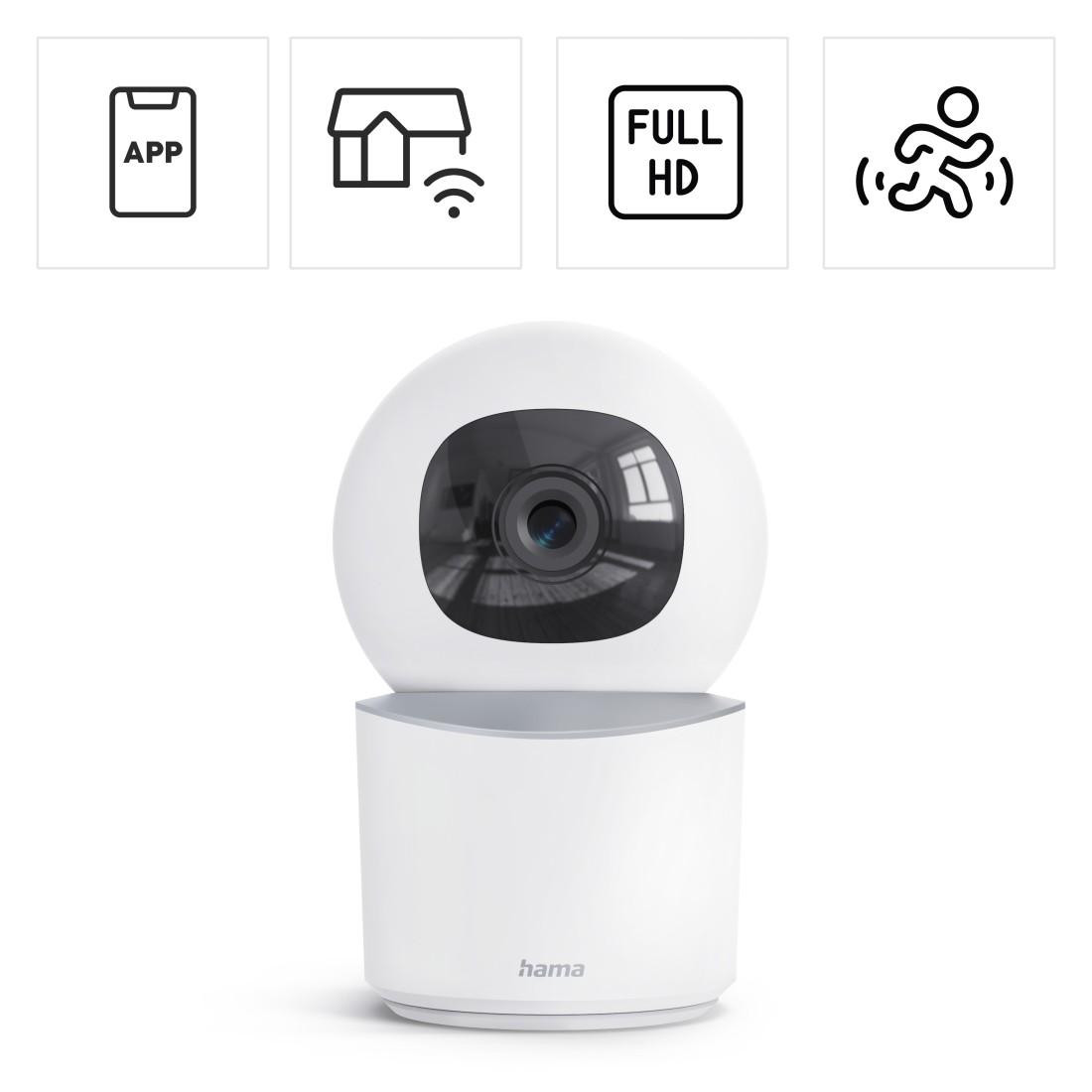 Камера за наблюдение HAMA, Wi-Fi, Full HD, въртяща се, нощно виждане, двупосочно аудио, за закрити помещения, бяла - HAMA-176695 - 11