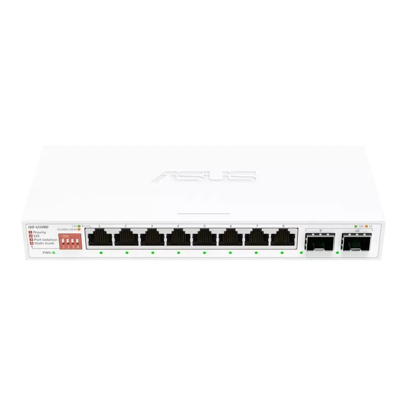 Суич ASUS QG-U1080, 8x 2.5Gbps RJ-45, 1x 10Gb SFP+, 16K MAC адреси - 90IG0A00-MO3B00 - 4