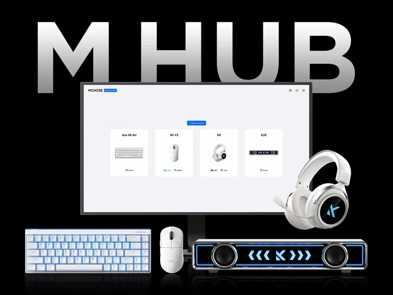 Безжична геймърска мишка MCHOSE A5 V3, 26000 dpi, PAW3395, 8000Hz, Omron Mechanical Switch, Bluetooth/USB, 56g, Черна - HW-A5V3-4 - 8