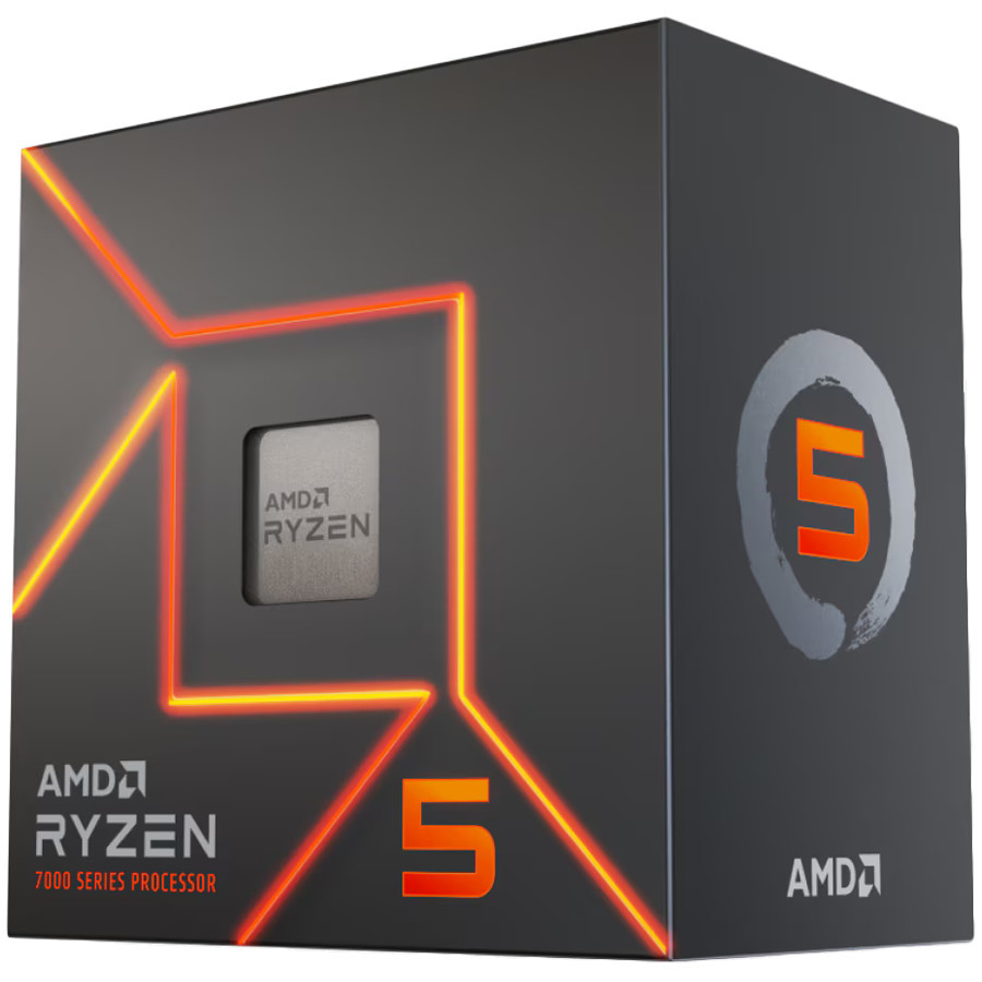 Процесор AMD Ryzen 5 7500, 6 ядра, 12 нишки, 3.7GHz up to 5.0GHz, 32MB L3, AM5, 65W, Box - 100-100002264BOX - 1