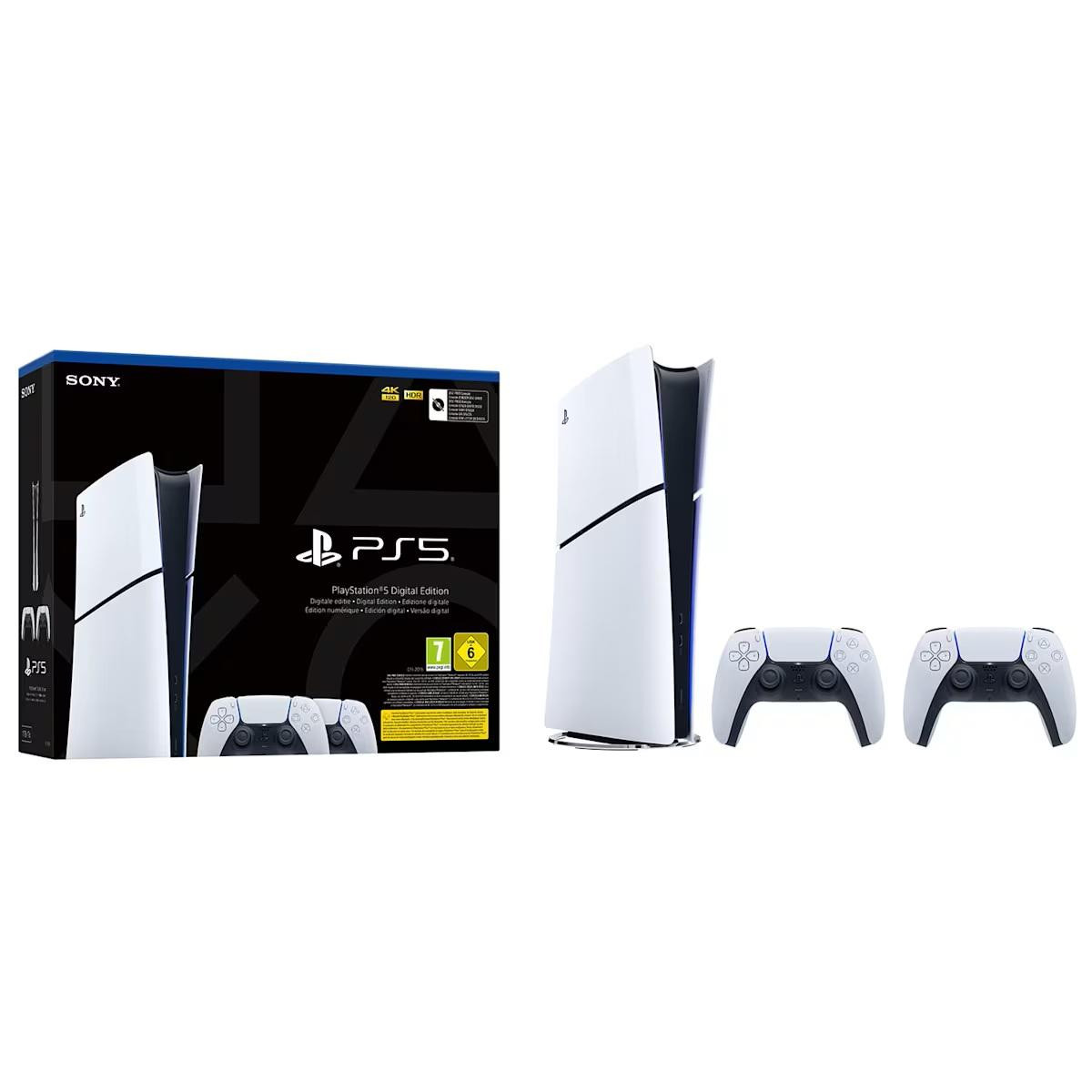 Конзола Sony PlayStation 5 Digital + DualSense Bundle, AMD Ryzen Z1 Extreme, AMD RDNA 2 10.3 TFLOPs, 16GB GDDR6, 825GB SSD, 4K HDR, Бял - SONY-PS5-SLIM-DIGIT-2 - 1