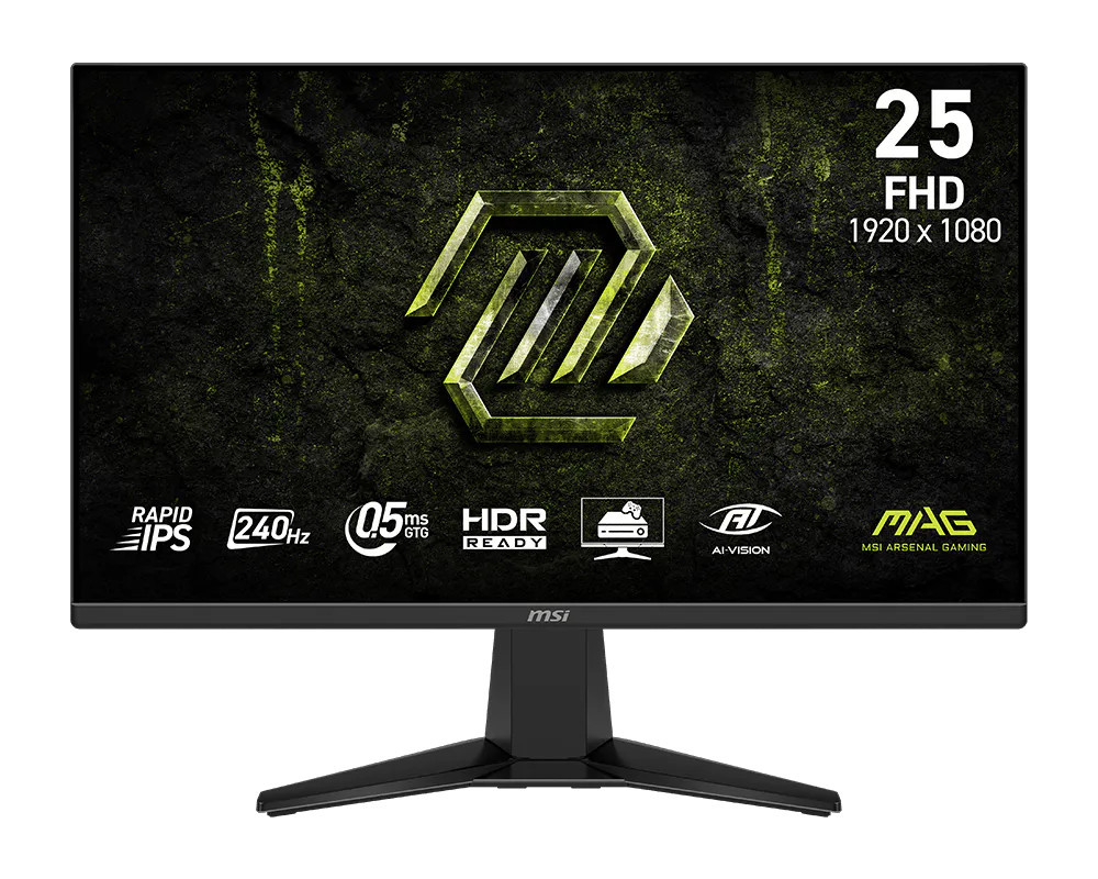 Монитор MSI MAG 255F X24, 24.5" Full HD Rapid IPS 240Hz, 0.5ms, 2 x HDMI 2.0b, DisplayPort 1.2a - 9S6-3BC91M-002 - 1