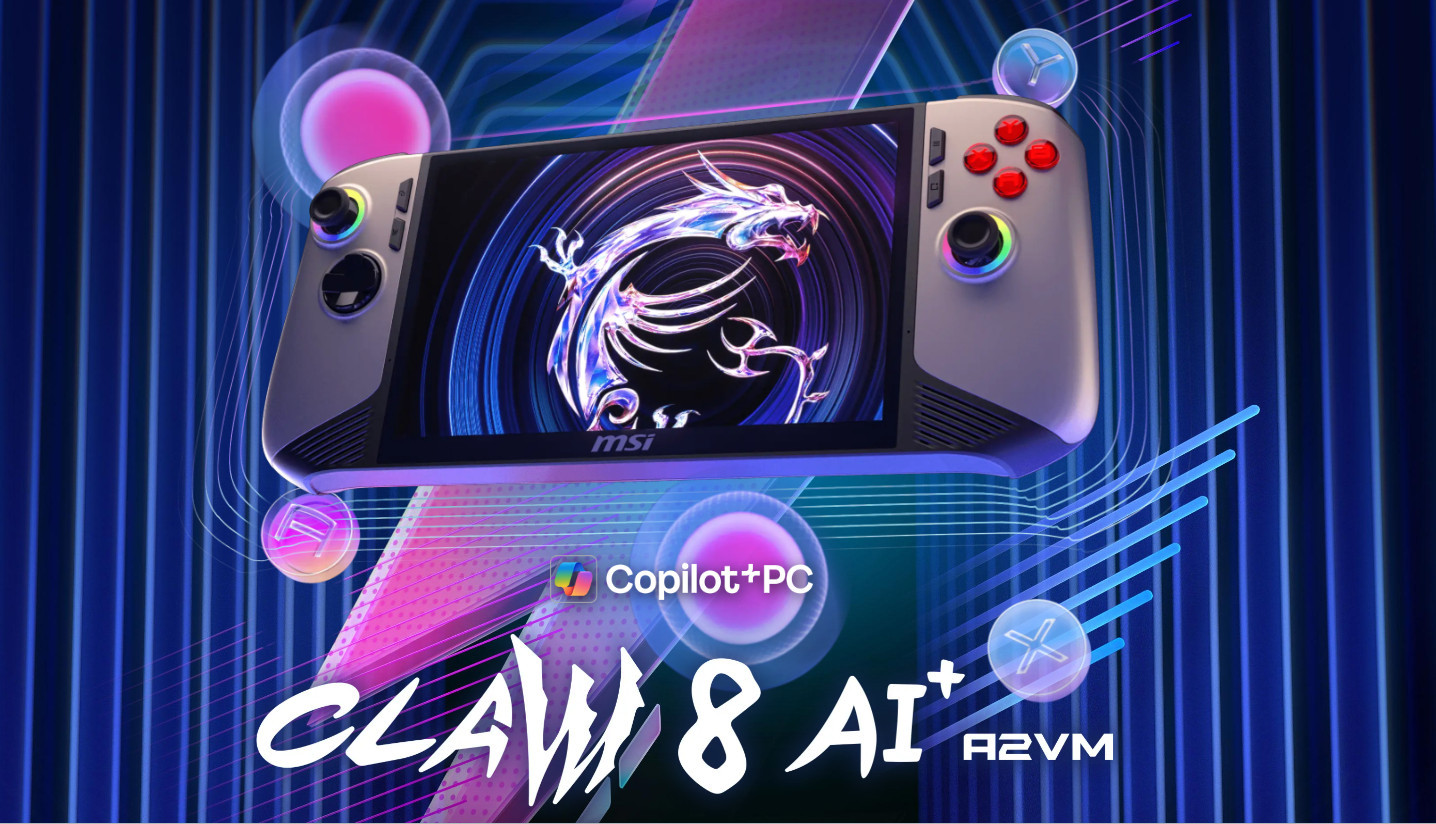 Игрова конзола MSI Claw 8 AI+ A2VM-066GR, 8" FHD+ IPS 120Hz, Intel Core Ultra 7 258V, 32GB LPDDR5X, 1TB SSD, Windows 11 Home - CLAW8AU+A2VM-066GR - 2
