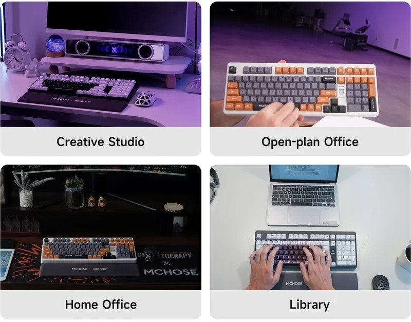 Bluetooth механична геймърска клавиатура MCHOSE UT98 Classic Therapy, 98%, безжична, Silent Peach V3 Linear, Hot-Swap, RGB, US English - HW-UT98-2 - 4