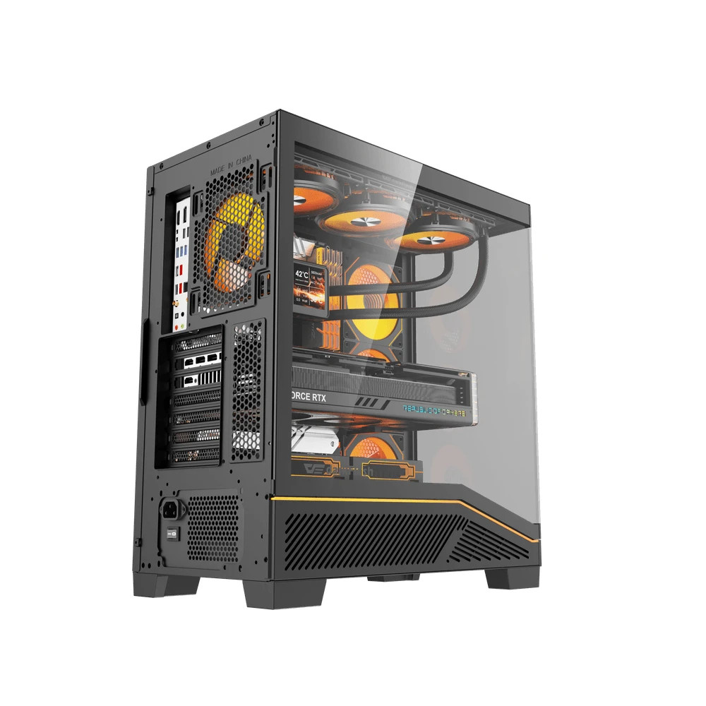 Кутия за компютър Darkflash K430, ATX Middle Tower, 6 x 120mm ARGB вентилатора, USB-C, закалено стъкло, черна - K430-6F-BK - 11