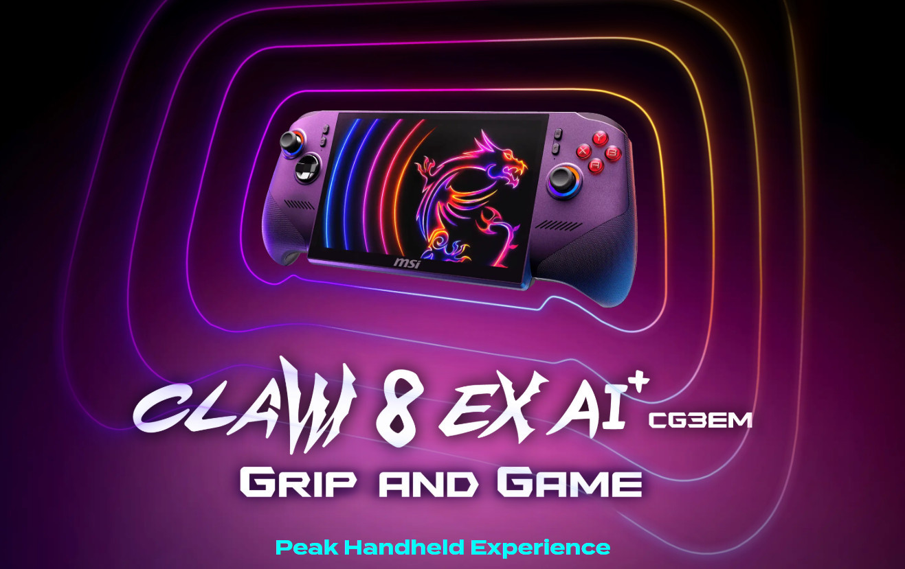 Игрова конзола MSI Claw 8 EX AI+ CG3EM, 8" FHD+ IPS 120Hz VRR, Intel Arc G3 Extreme, Intel Arc B390, 32GB LPDDR5X, 1TB SSD, Windows 11 Home - CLAW 8 EX AI+CG3EM-035GR - 2