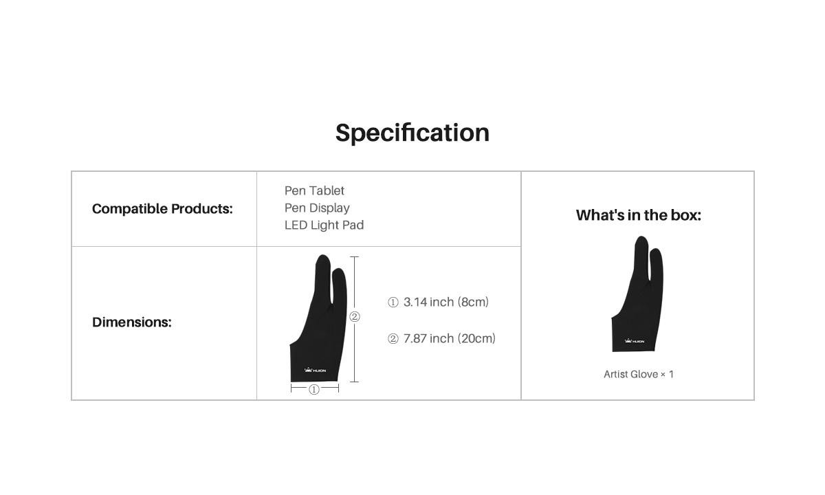 Ръкавица за графичен таблет HUION Artist Glove GL200, универсална, черна - Gloves GL200 - 5