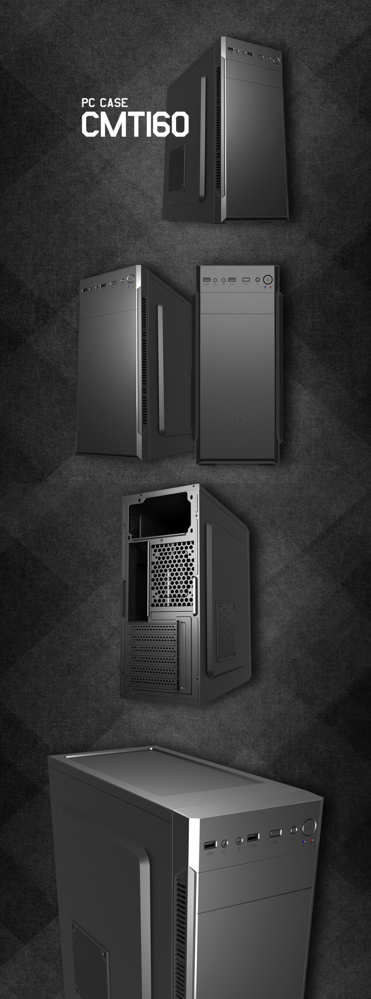 Кутия за компютър FSP CMT160 ATX Mid Tower, Черен - 2