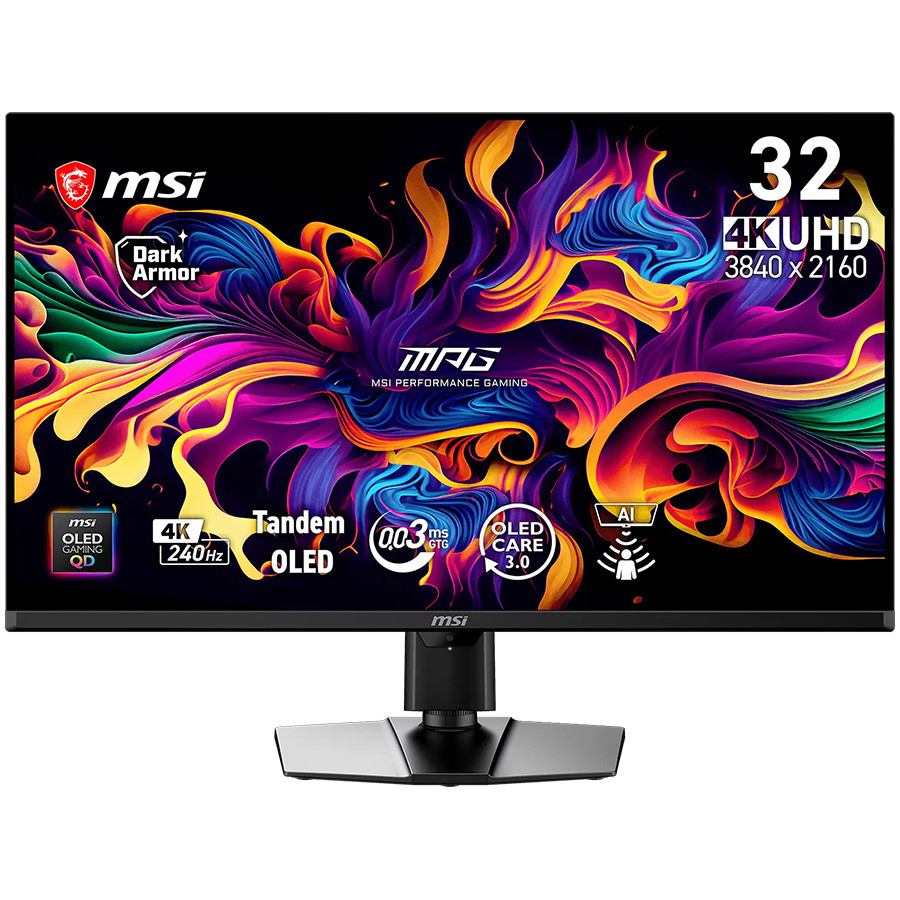 Монитор MSI MPG 322UR QD-OLED X24, 31.5" UHD QD-OLED 240Hz, 0.03ms, G-Sync Compatible, FreeSync Premium Pro, DisplayHDR True Black 500, DP, 2xHDMI, USB-C - 1