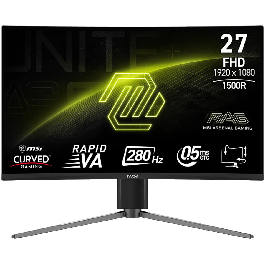 Монитор MSI MAG 275CQF E18, 27" WQHD (2560x1440) Rapid VA, 180Hz, 0.5ms, 1500R извит, HDR Ready, Adaptive-Sync - 1