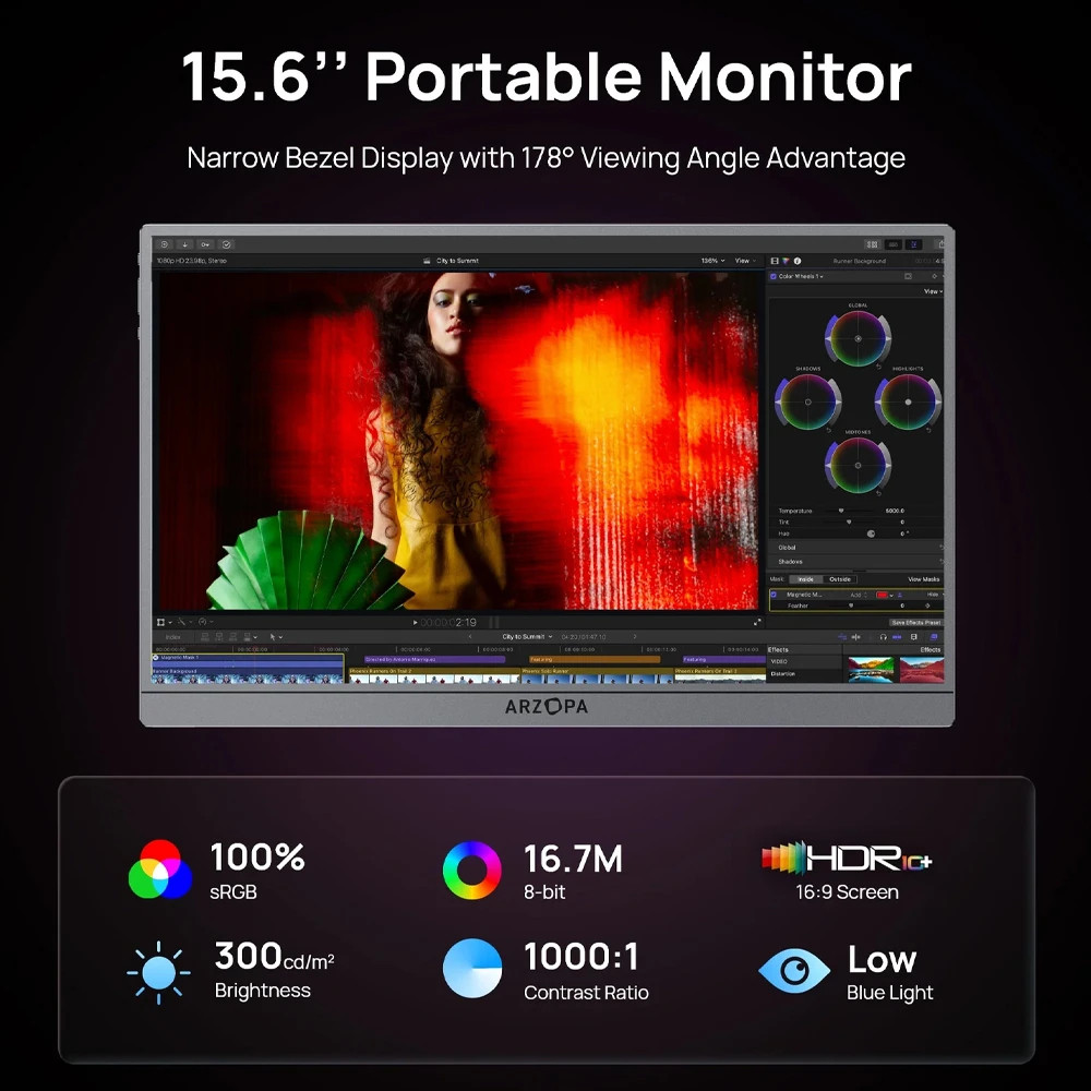 Преносим монитор Arzopa A1 Pro, 15.6" Full HD IPS 60Hz, 16:9, USB-C, Mini HDMI - ARZOPA-A1-PRO - 7