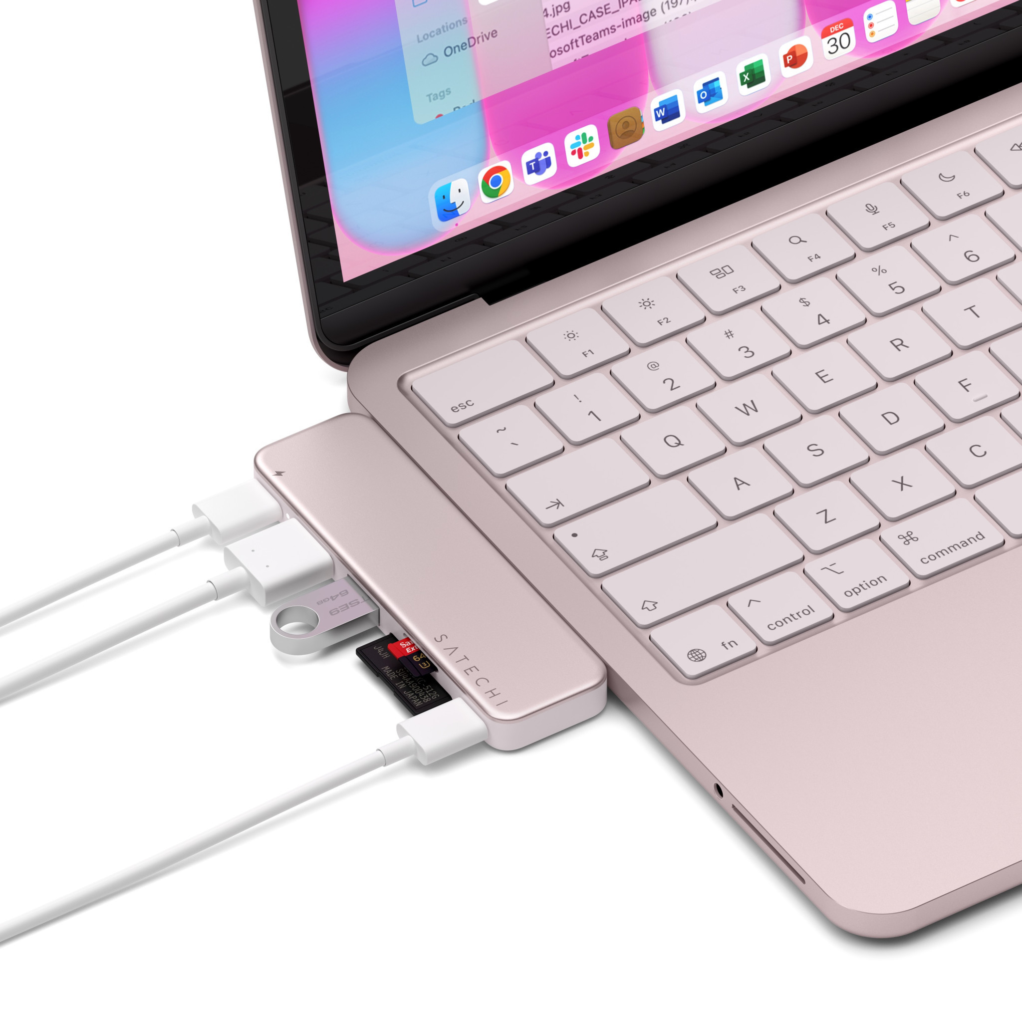 Докинг станция Satechi Snap, USB-C, HDMI 4K 60Hz, USB-C 5Gbps, USB-A 3.0 5Gbps, USB-C PD, microSD/SD четец, Blush - ST-HUSNP - 4