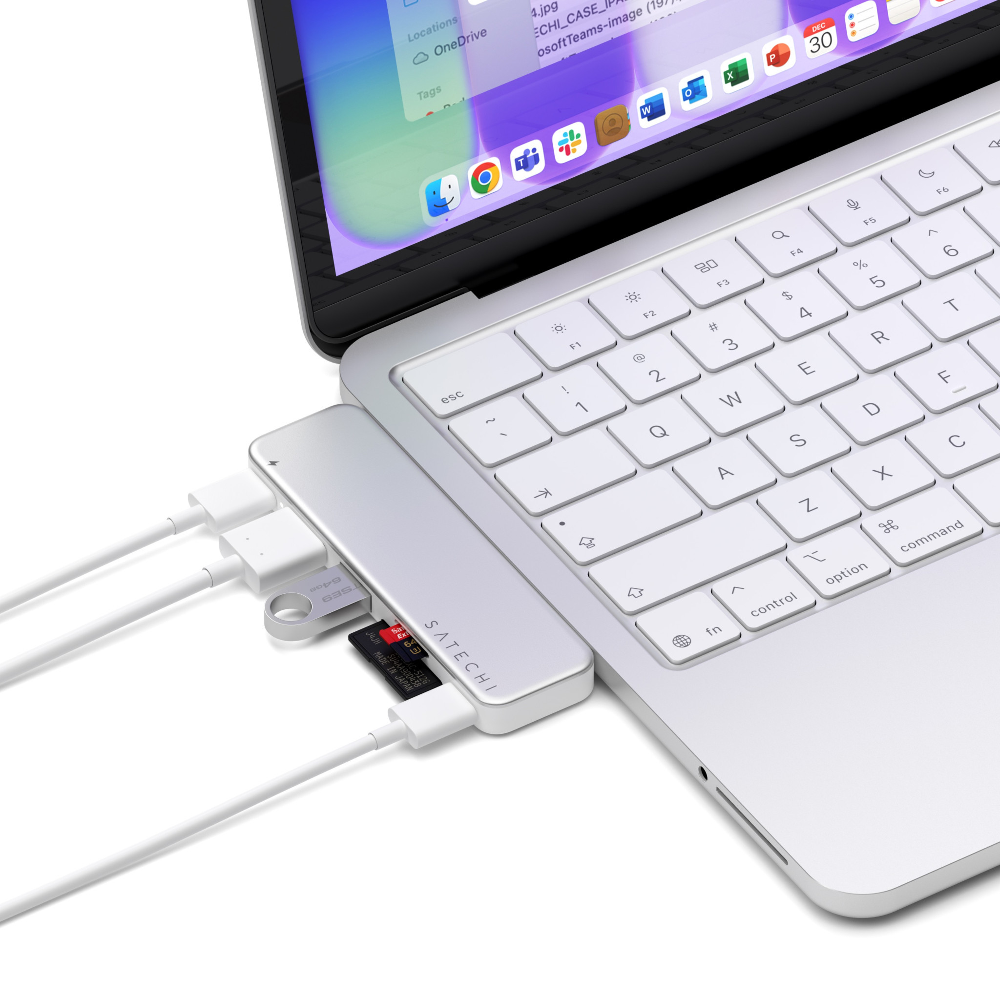 Докинг станция Satechi USB-C Snap Hub, 1x HDMI 4K 60Hz, 1x USB-C 5Gbps, 1x USB-A 3.0 5Gbps, 1x USB-C PD, 1x microSD/SD четец, Silver - ST-HUSNS - 3