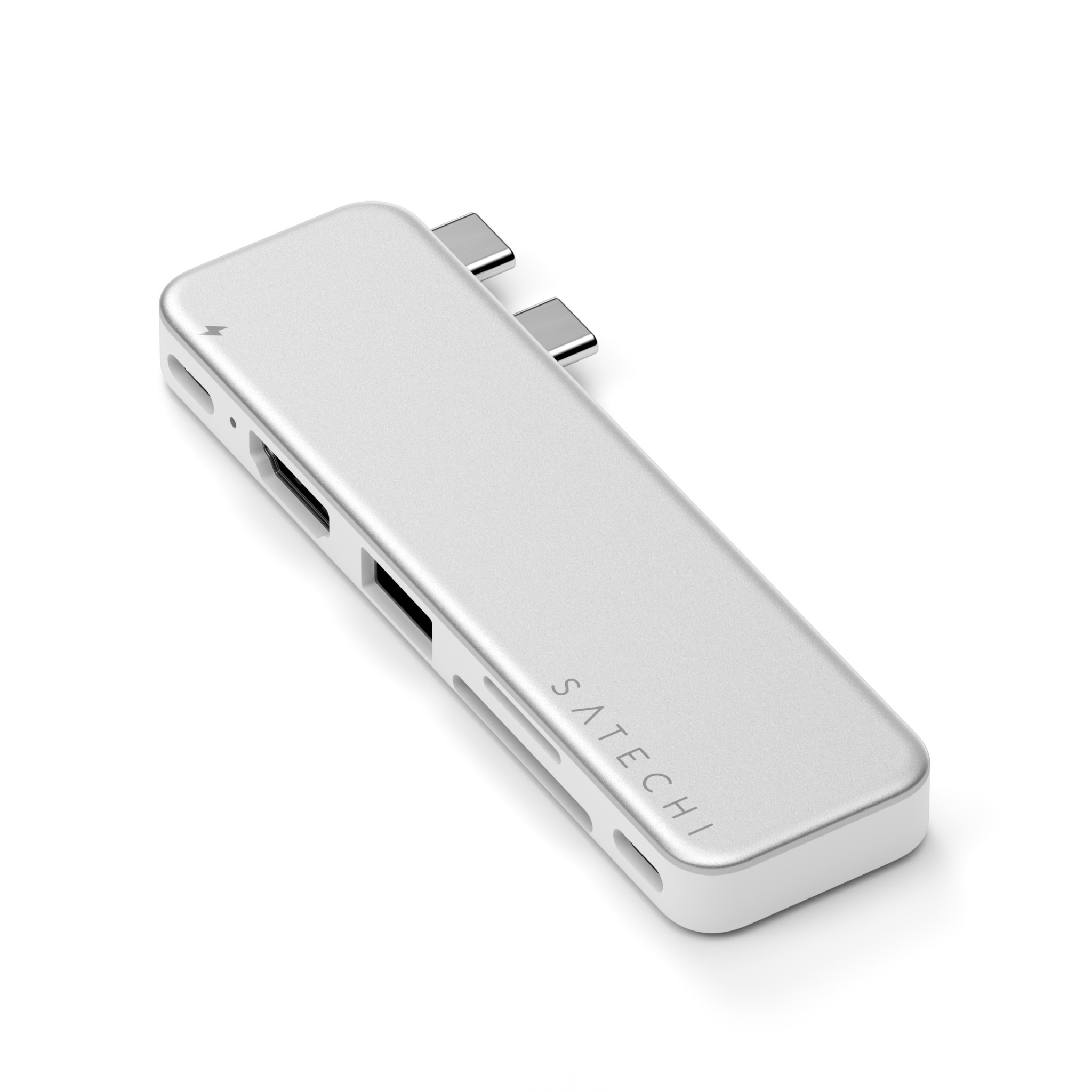 Докинг станция Satechi USB-C Snap Hub, 1x HDMI 4K 60Hz, 1x USB-C 5Gbps, 1x USB-A 3.0 5Gbps, 1x USB-C PD, 1x microSD/SD четец, Silver - ST-HUSNS - 12