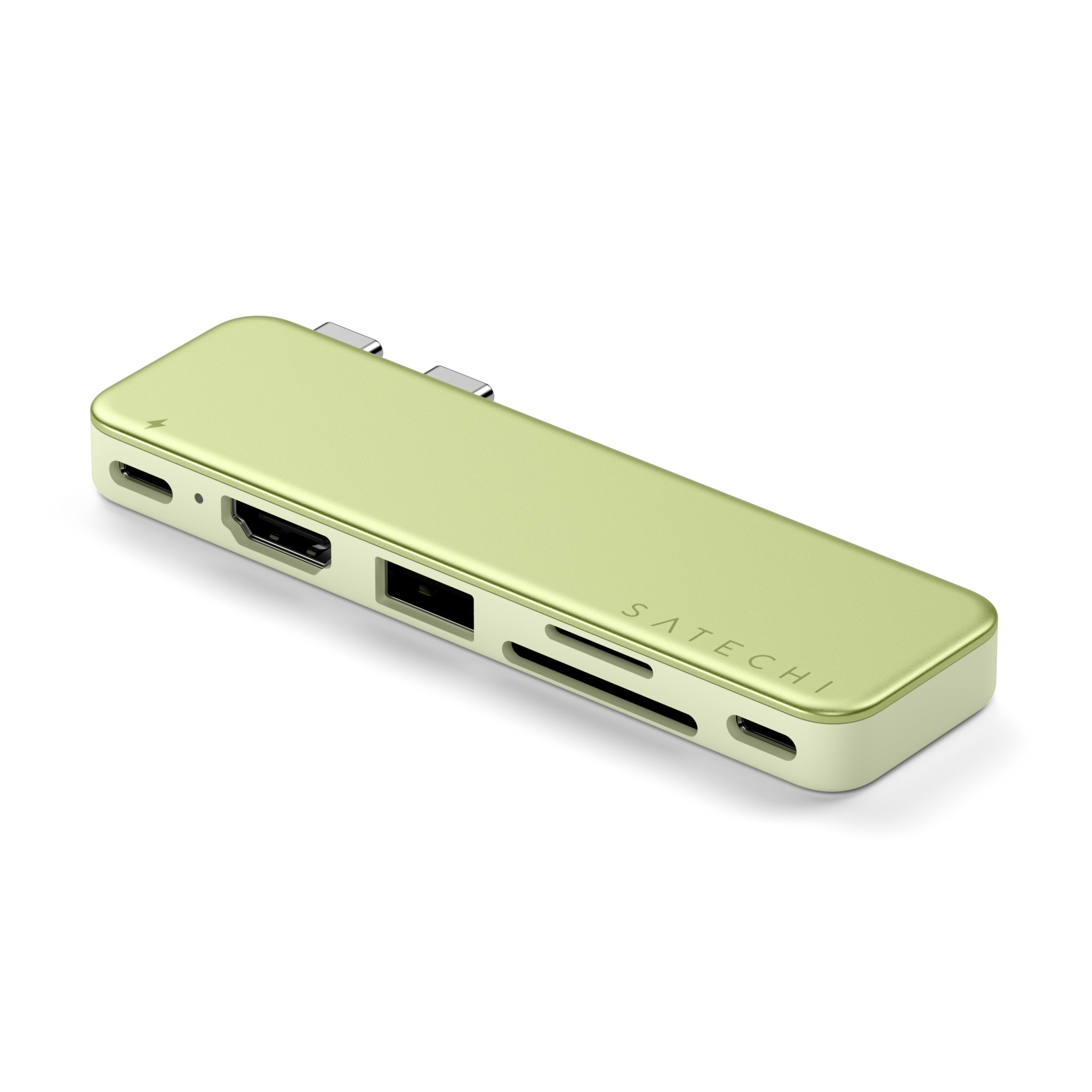 Докинг станция Satechi USB-C Snap Hub, 1x HDMI 4K 60Hz, 1x USB-C 5 Gbps, 1x USB-A 3.0 5 Gbps, 1x USB-C PD, 1x microSD, 1x SD, Citrus - ST-HUSNY - 11