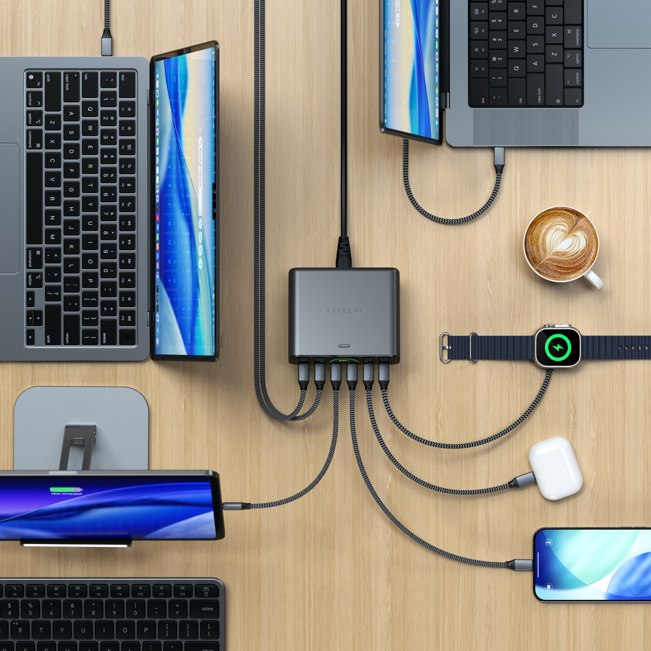 Зарядно устройство Satechi ChargeView, 240W, 6x USB-C, Space Black - ST-C6CV240C-EU - 3