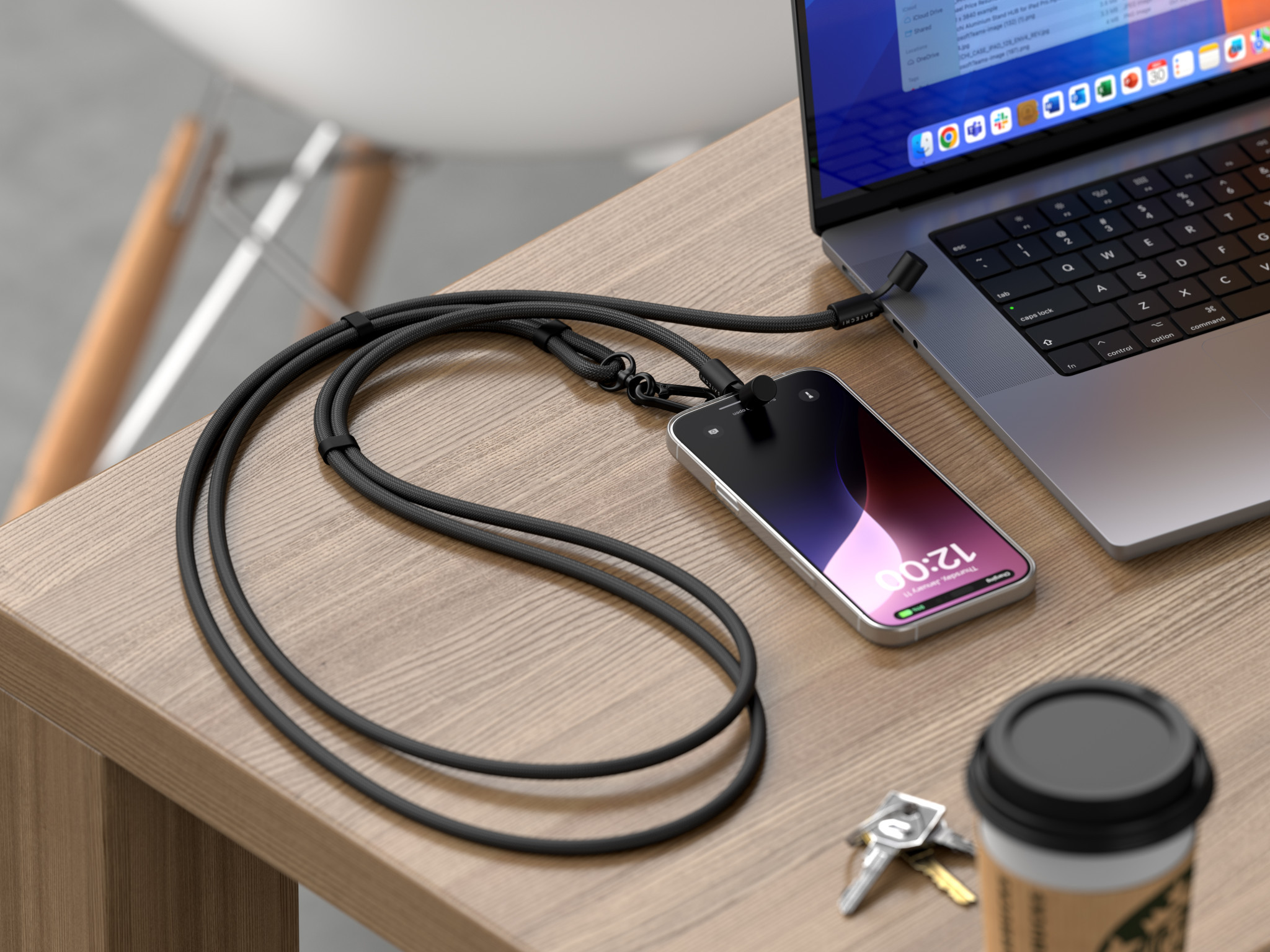 Кабел с връзка за носене Satechi OntheGo Crossbody Lanyard, черен - ST-LOTGLK - 4