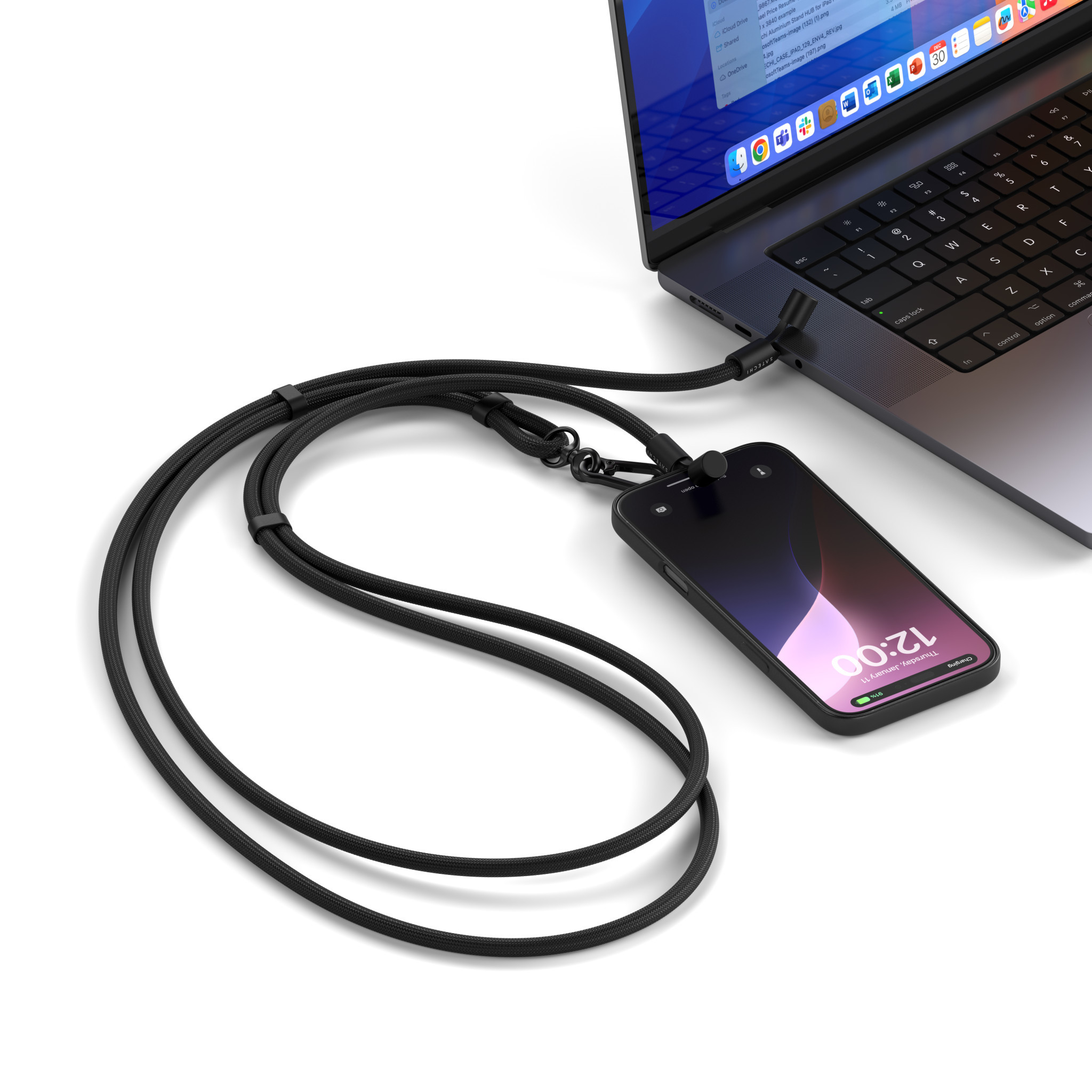 Кабел с връзка за носене Satechi OntheGo Crossbody Lanyard, черен - ST-LOTGLK - 8