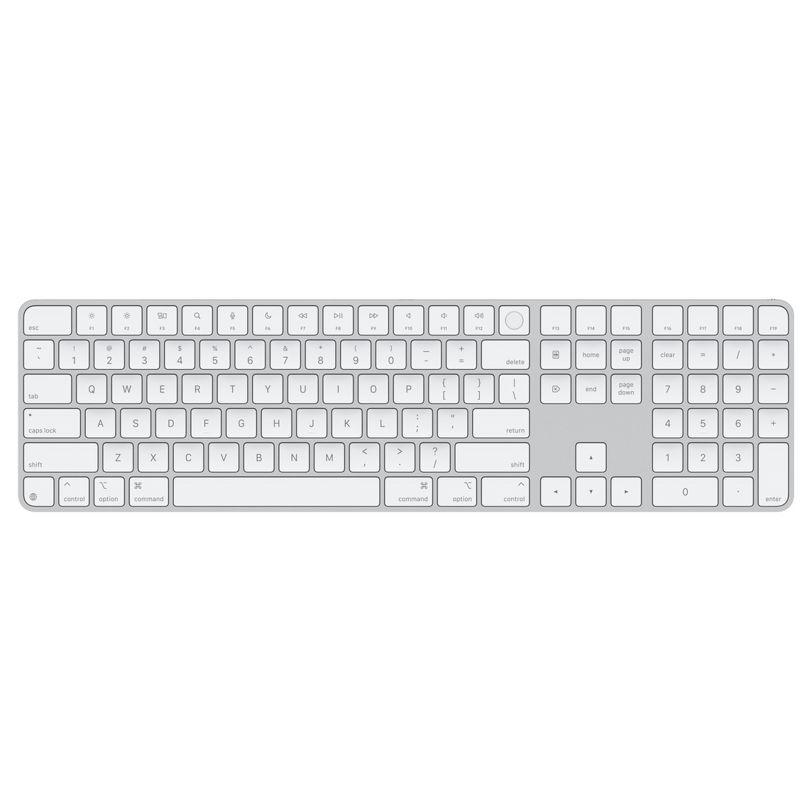 Клавиатура Apple Magic Keyboard, с Touch ID и цифров блок, International English, бели клавиши, 2024 - mxk73z/a - 1
