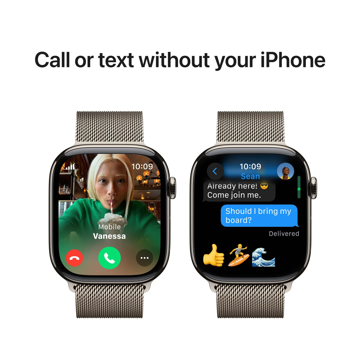 Смарт часовник Apple Watch Series 10 Cellular, 46mm Natural Titanium Case, Natural Milanese Loop, размер M/L - MWYC3QC/A - 4