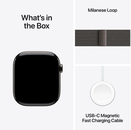 Смарт часовник Apple Watch Series 11 Cellular, 46mm Slate Titanium Case, Slate Milanese Loop, размер S/M - MFD34MP/A - 5
