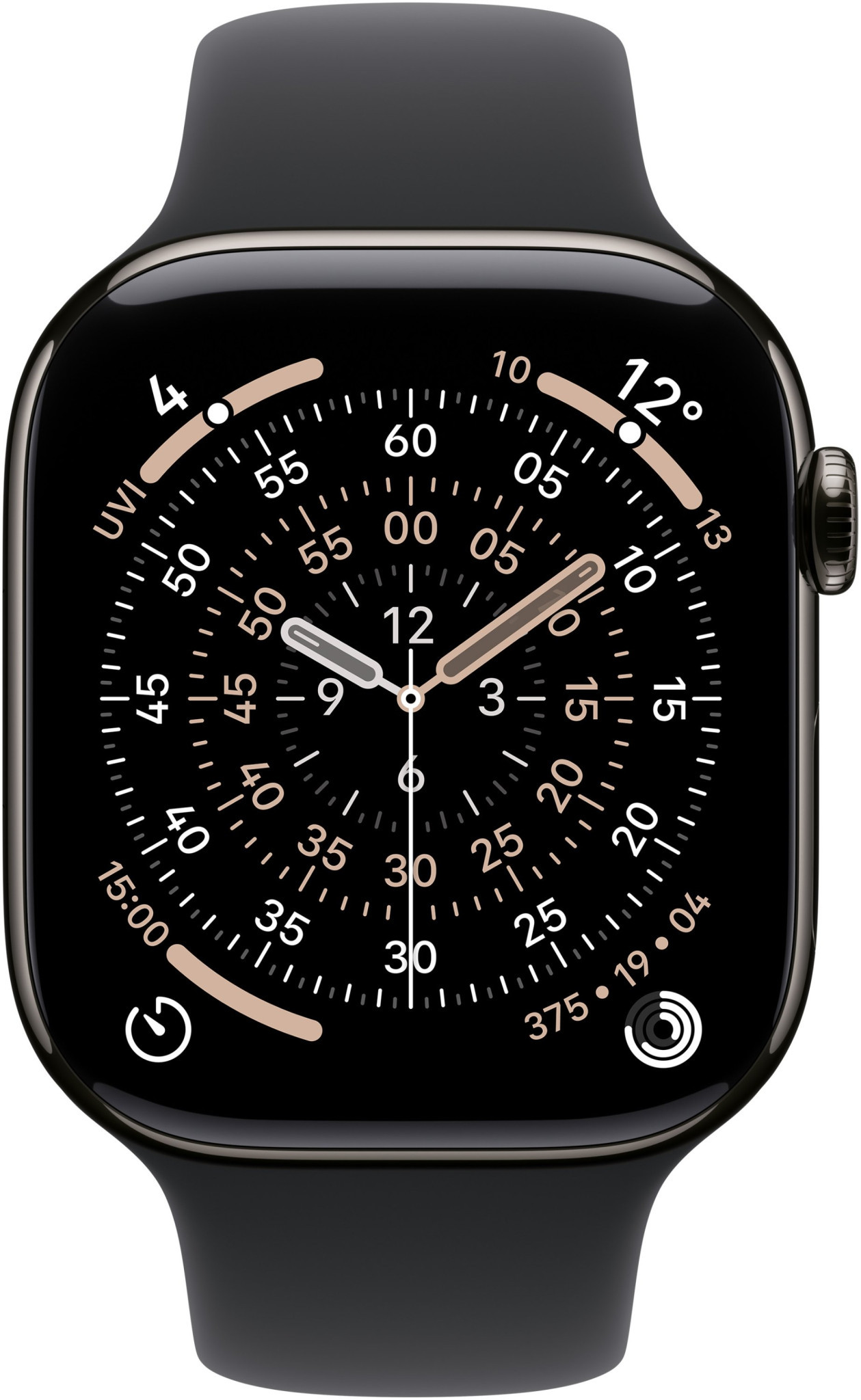 Смарт часовник Apple Watch S11, Cellular, 42mm, Slate Titanium Case, Black Sport Band, M/L - MF8T4MP/A - 3