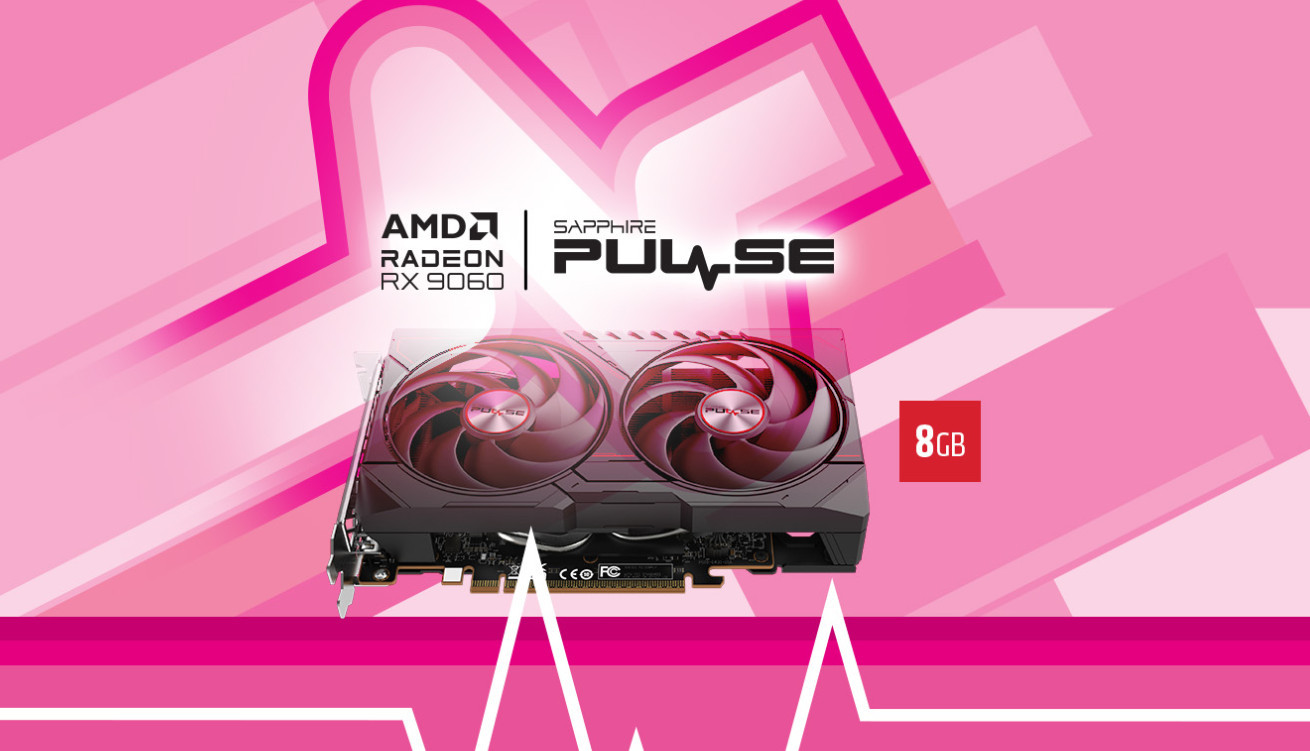 Видео карта SAPPHIRE PULSE Radeon RX 9060 OC Gaming, 8GB GDDR6 128-bit, PCI Express 5.0 x16 - 11351-14-10G - 2