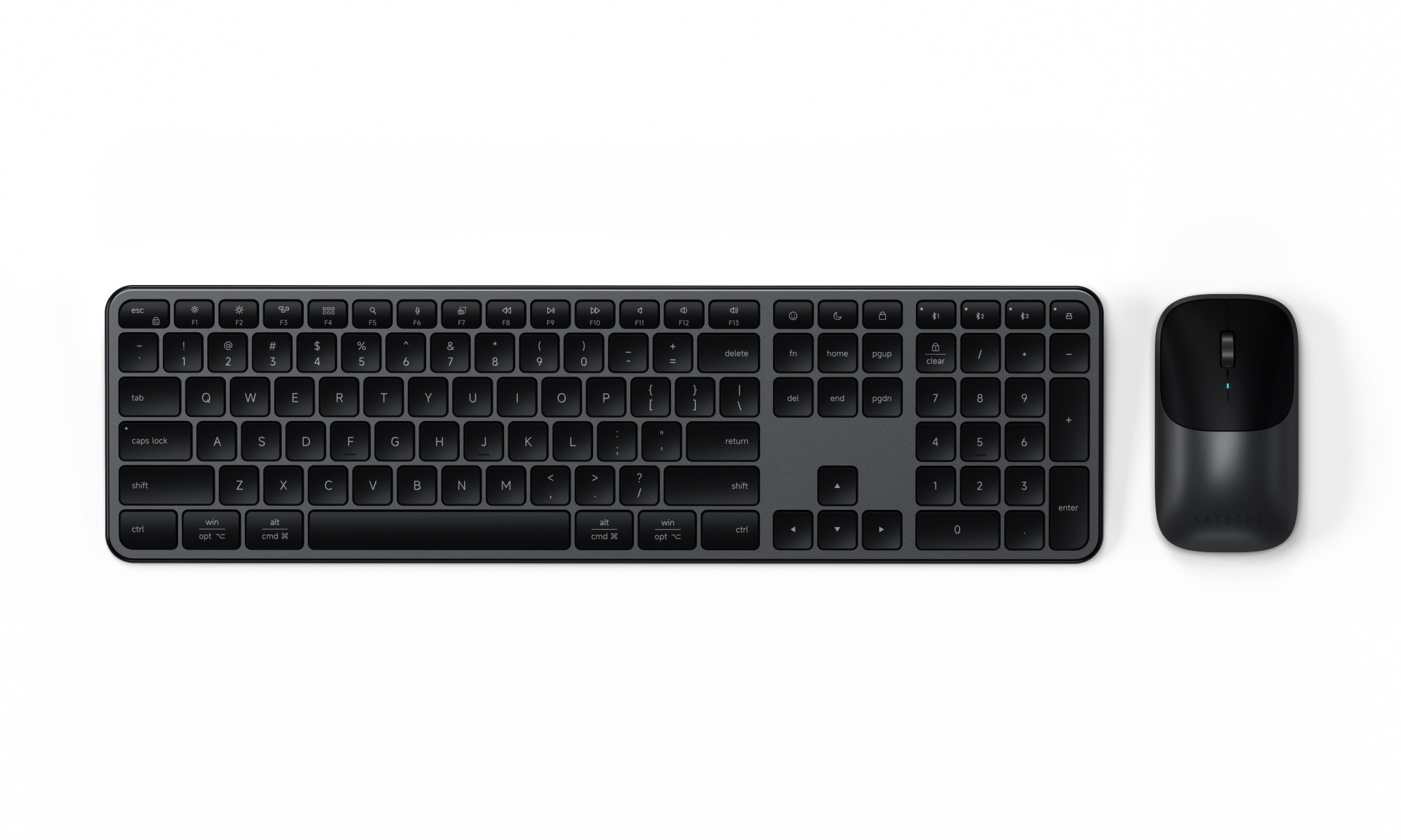 Комплект безжична клавиатура и мишка Satechi Slim CEX3, US English, Space Black - ST-ZEX3CC-EN - 1