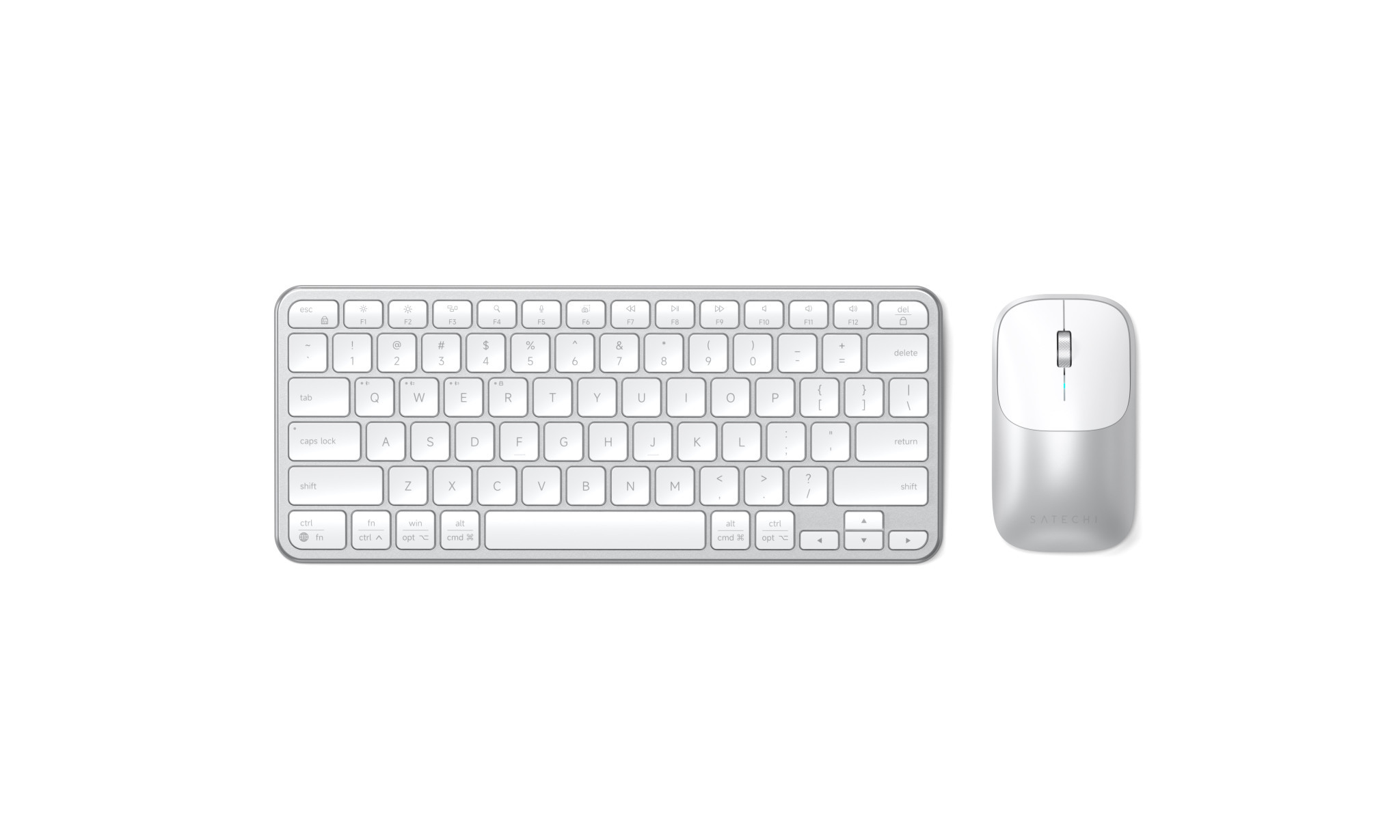 Безжичен комплект клавиатура и мишка Satechi Slim CEX1, US English, Silver - ST-ZEX1SS-EN - 1