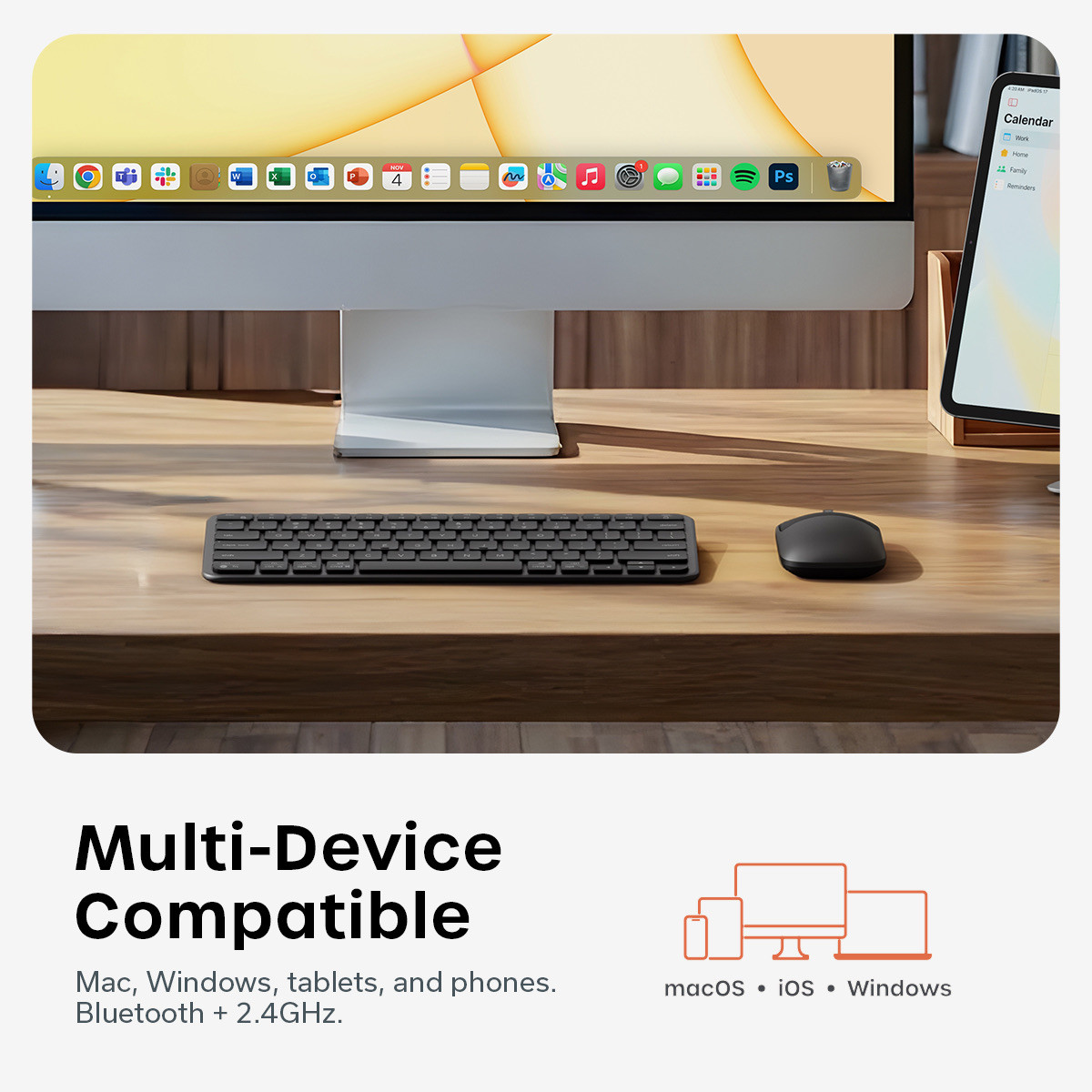Безжичен комплект клавиатура и мишка Satechi Slim CEX1, US English, Space Black - ST-ZEX1CC-EN - 2
