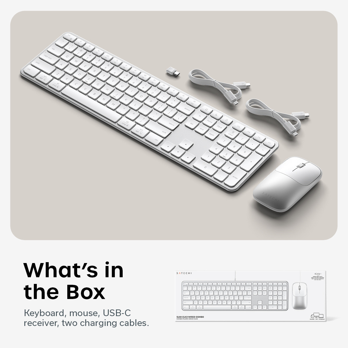 Комплект безжична клавиатура и мишка Satechi Slim CEX3, US English, Silver - ST-ZEX3SS-EN - 4