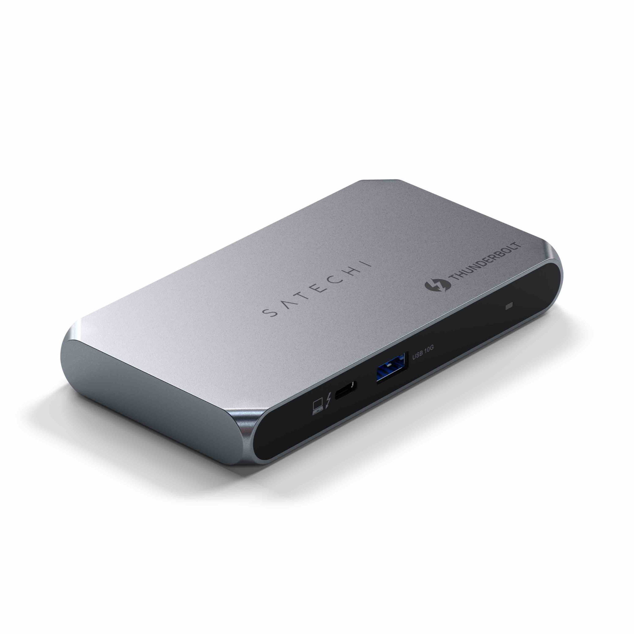 Докинг станция Satechi Thunderbolt 4 Slim Hub Pro, 3x Thunderbolt 4 40Gbps, 15W, 2x 4K 60Hz или 1x 8K 30Hz, Silver - ST-HT4SHM-EU - 1