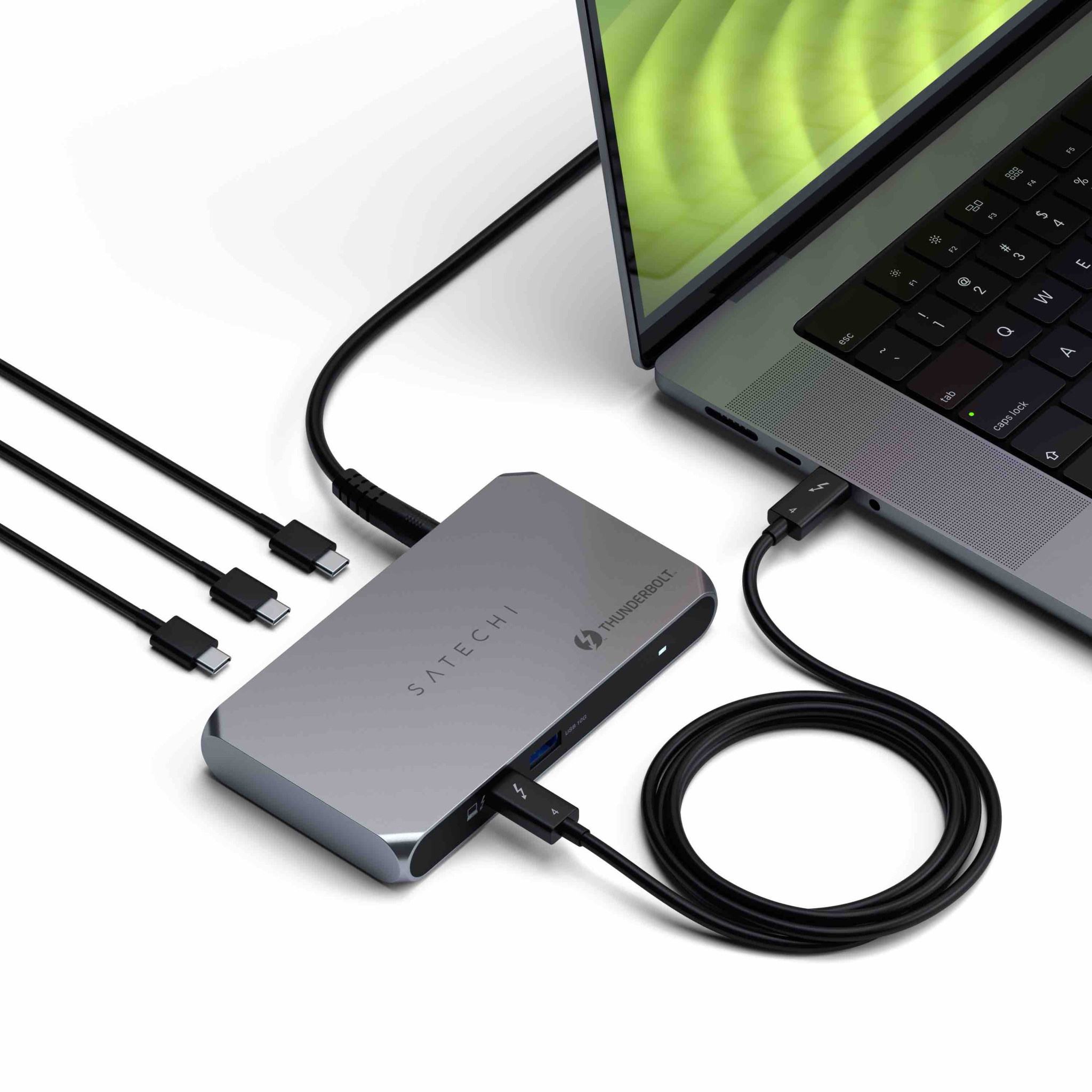 Докинг станция Satechi Thunderbolt 4 Slim Hub Pro, 3x Thunderbolt 4 40Gbps, 15W, 2x 4K 60Hz или 1x 8K 30Hz, Silver - ST-HT4SHM-EU - 2