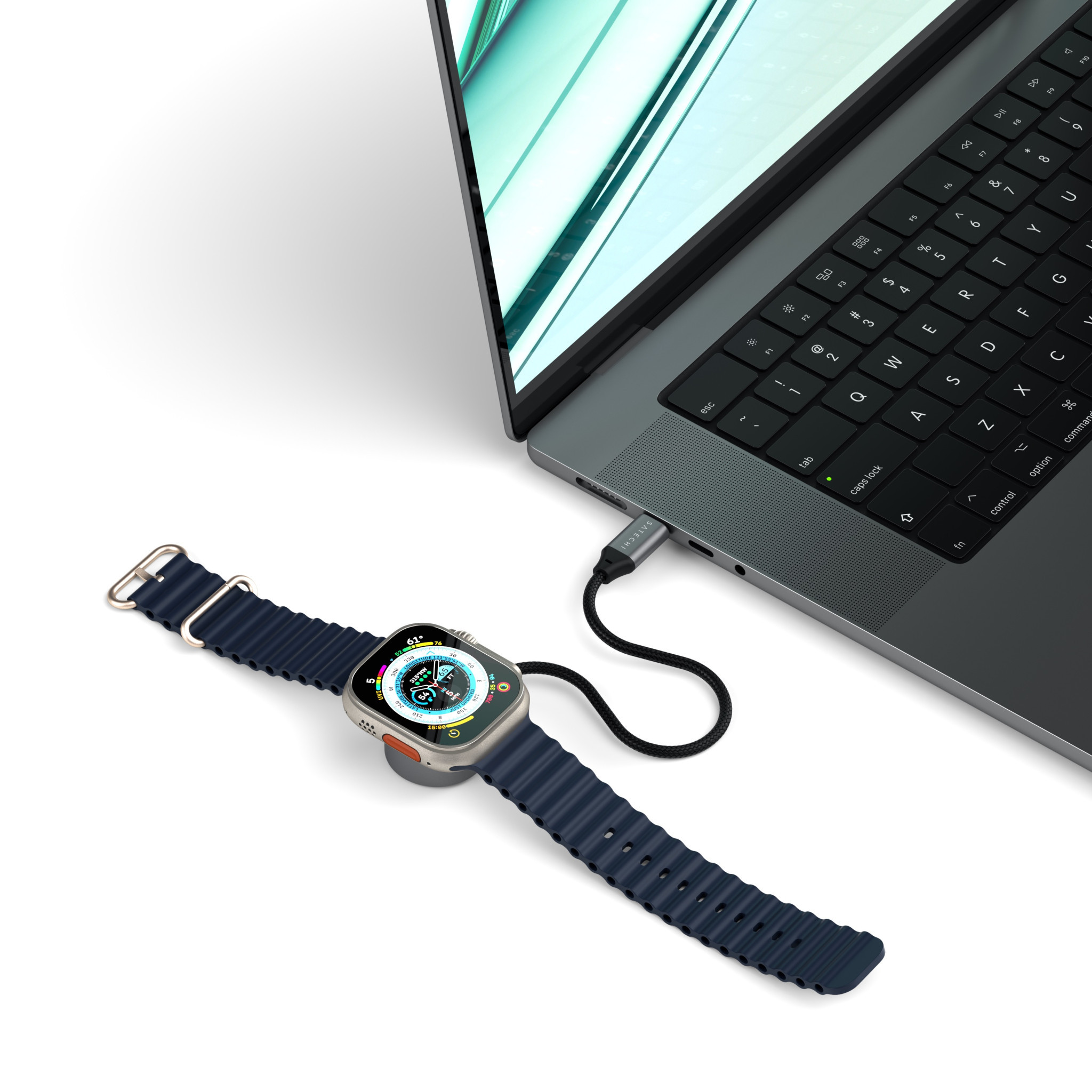 Магнитен USB-C кабел за бързо зареждане Satechi за Apple Watch, Space Gray - ST-QCAWM - 2