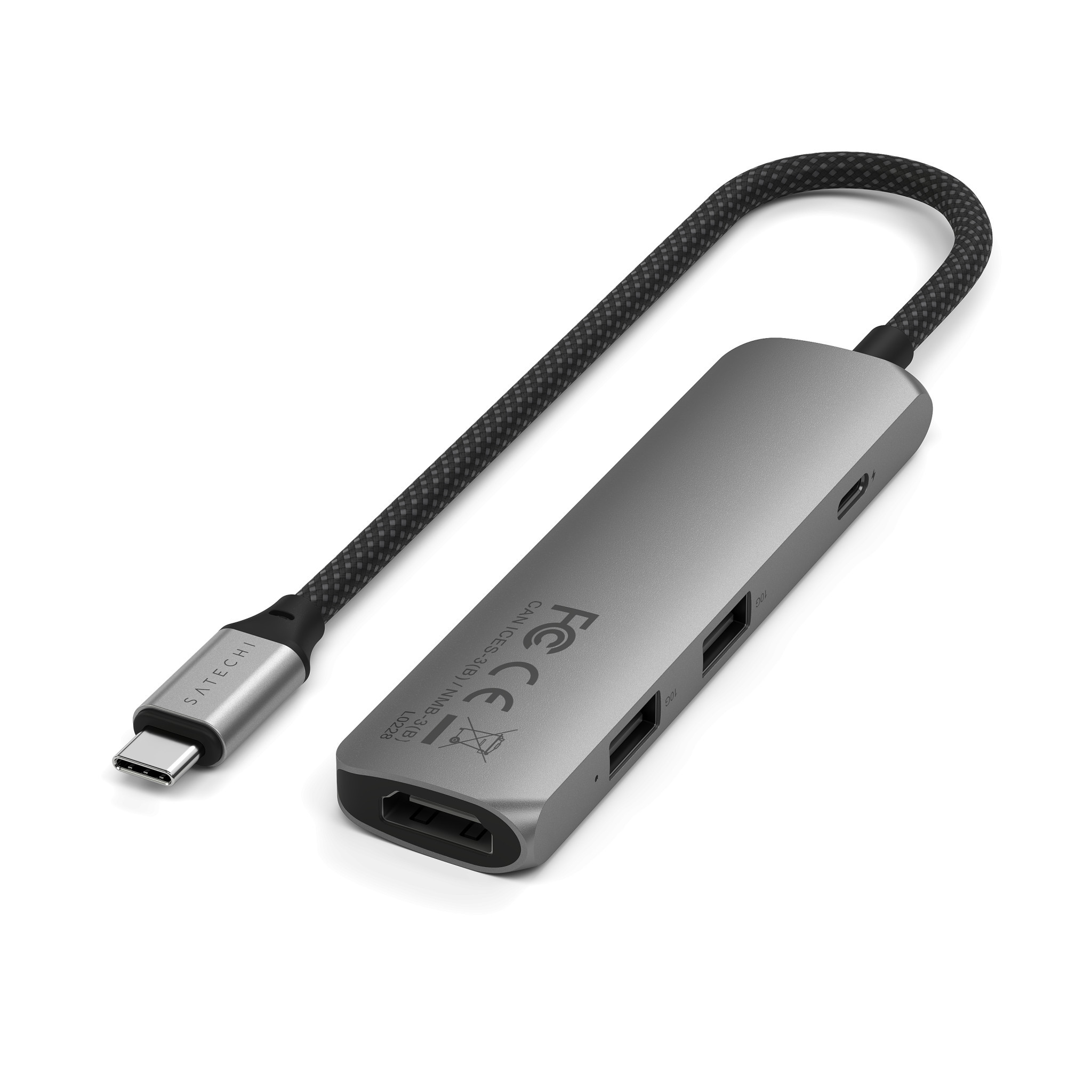 Докинг станция Satechi Slim Multiport, 4-в-1, 4K HDMI, Space Grey - ST-P4SM - 6