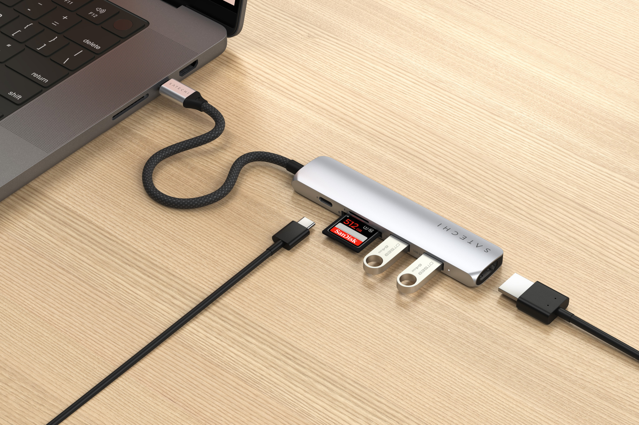Докинг станция Satechi Slim Multiport, 6-in-1, Silver - ST-P6SS - 3