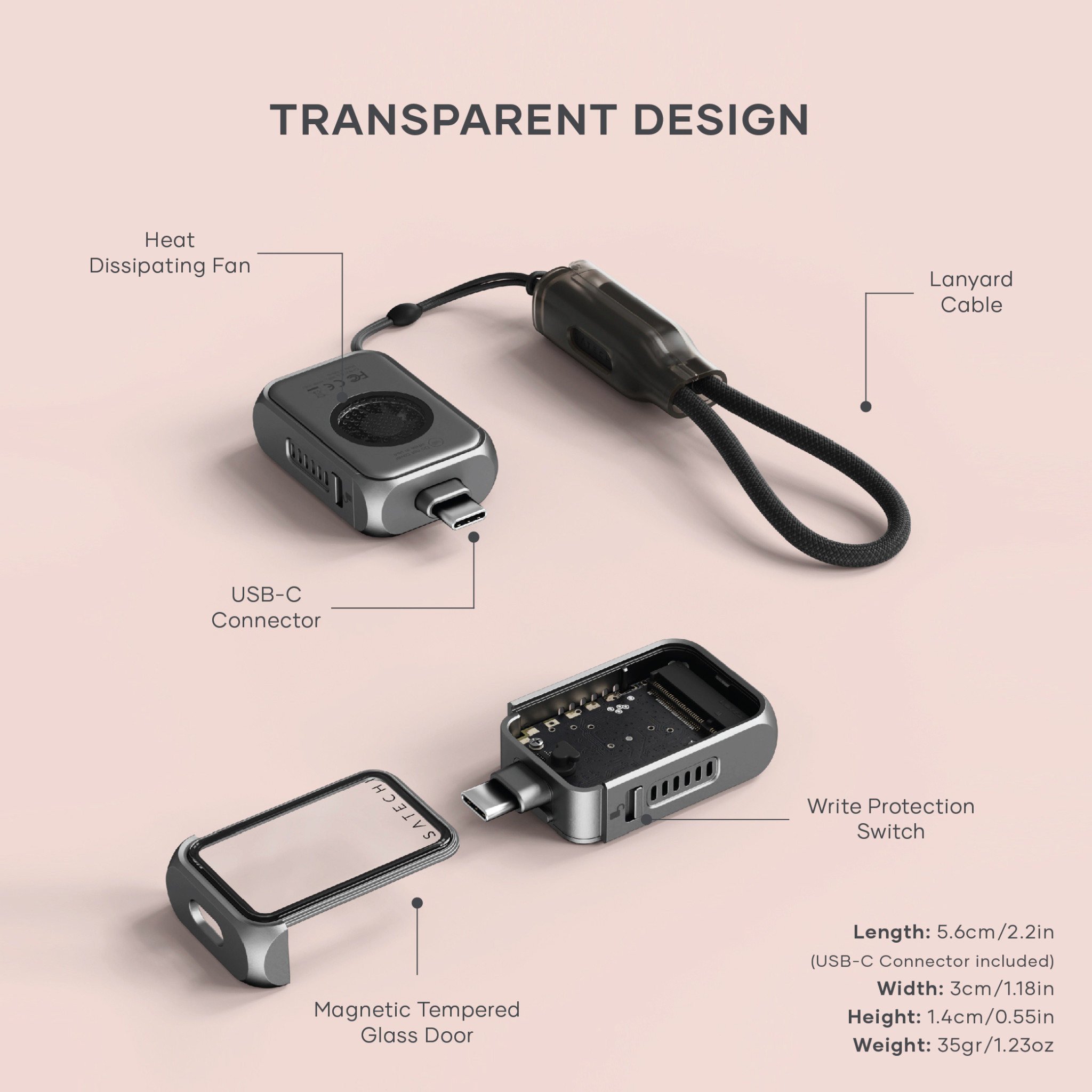 Кутия за SSD Satechi Mini, NVMe M.2 2230, USB-C, Space Gray - ST-E2230M - 10