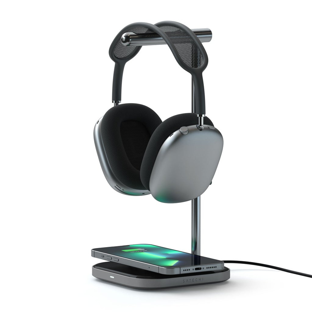Стойка за слушалки със безжично зарядно Satechi 2-in-1, USB-C, Space Grey - ST-UCHSMCM - 1