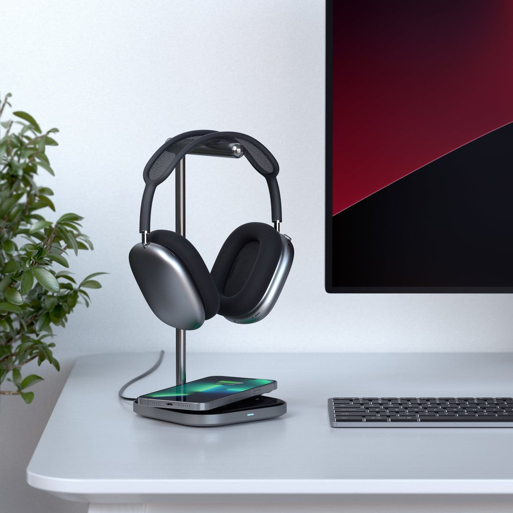 Стойка за слушалки със безжично зарядно Satechi 2-in-1, USB-C, Space Grey - ST-UCHSMCM - 5