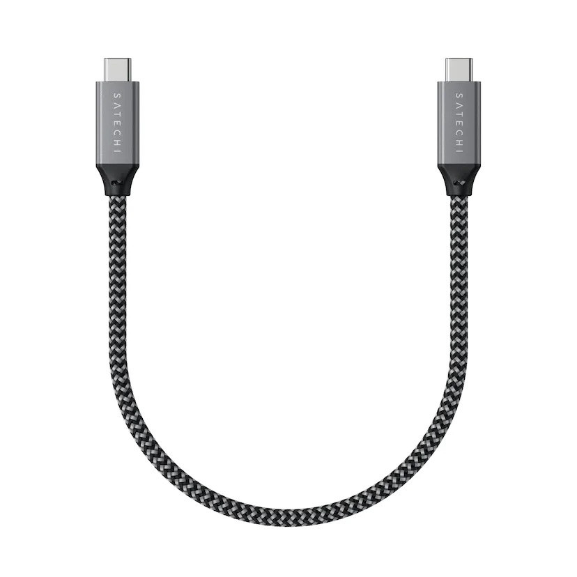 Кабел Satechi USB4 C-to-C, 40Gbps, 25cm, плетен, сив - ST-U4C25M - 1