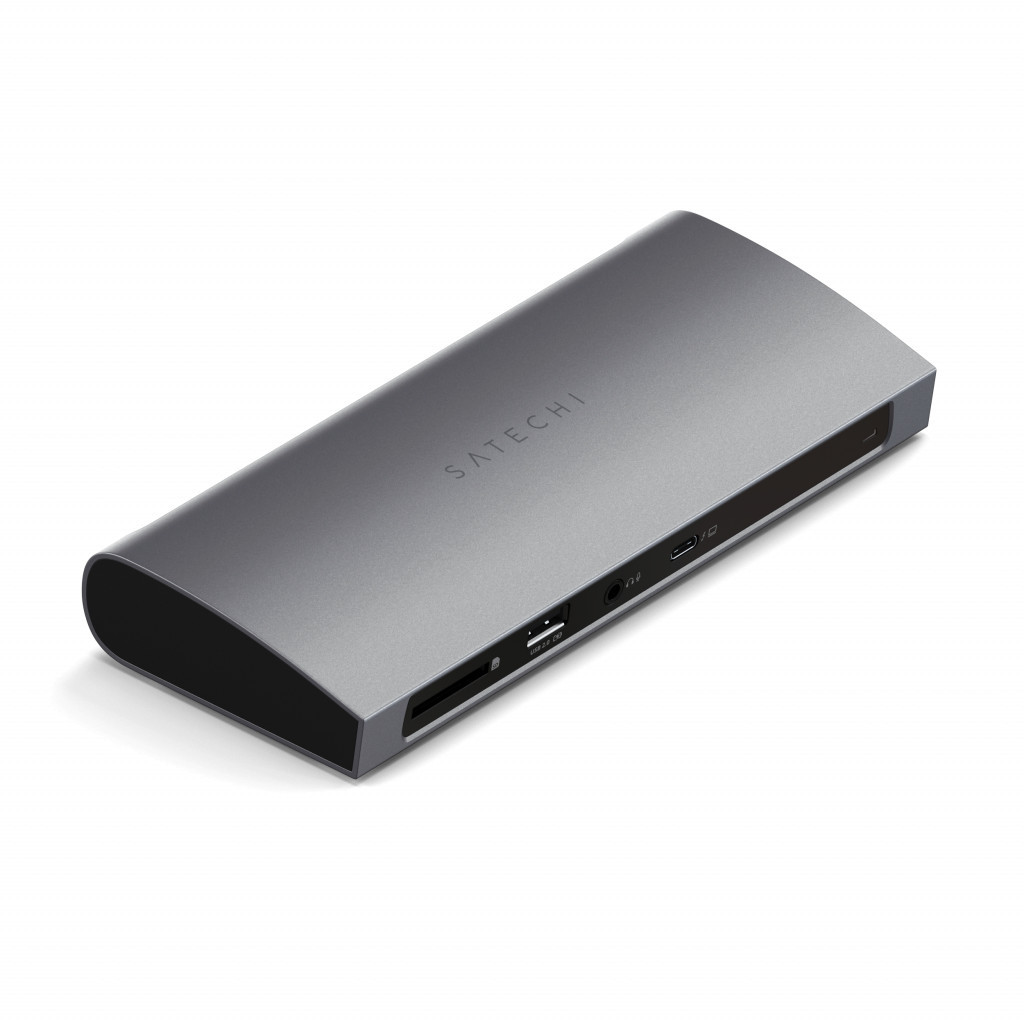 Докинг станция Satechi Aluminium Thunderbolt 4, 1x Thunderbolt 4 96W, 3x Thunderbolt 4 40Gbps 15W, Ethernet, 3x USB-A 3.2 10Gbps, 1x USB-A 2.0, SD четец, 3.5mm аудио, Space Grey - ST-UCT4DM-EU - 1