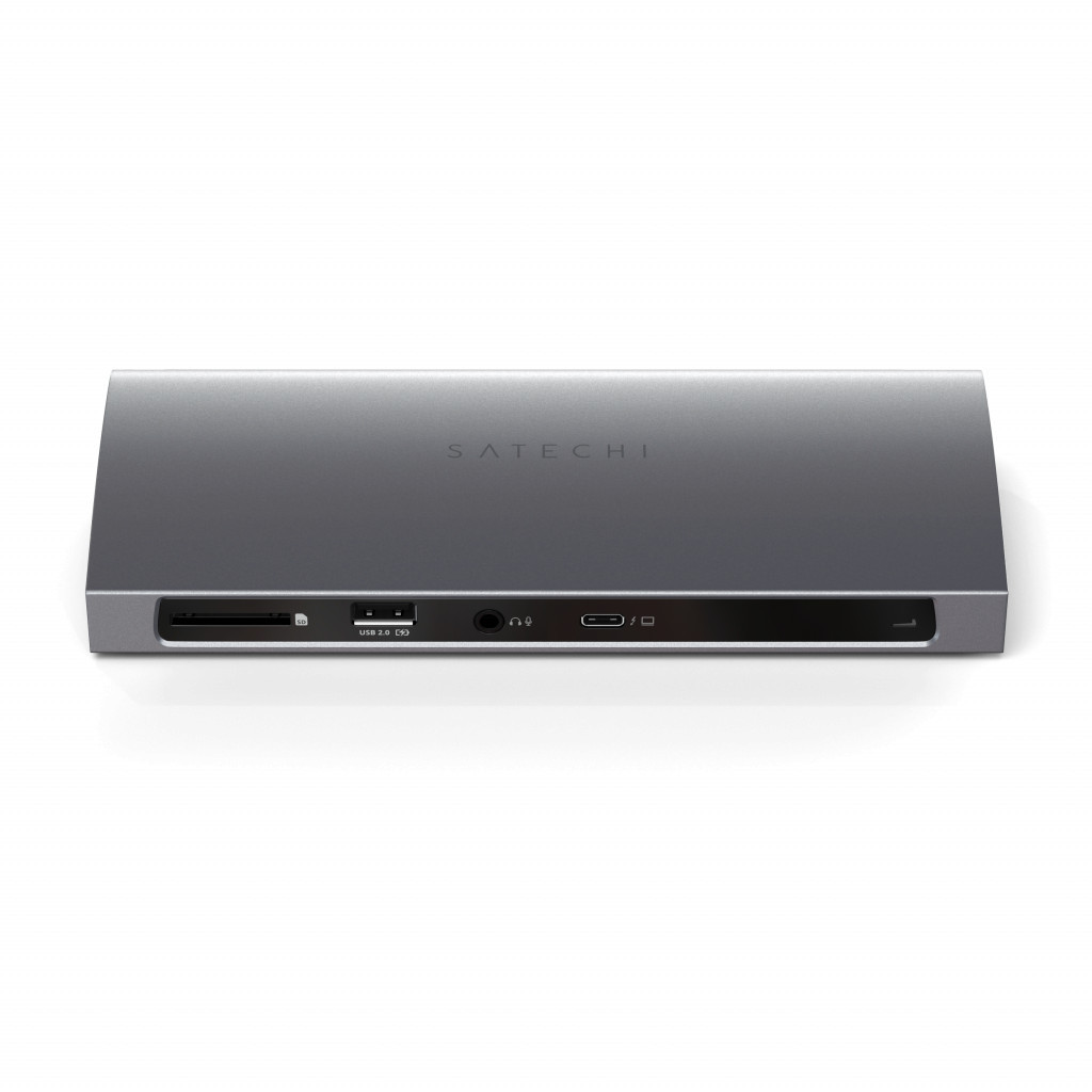 Докинг станция Satechi Aluminium Thunderbolt 4, 1x Thunderbolt 4 96W, 3x Thunderbolt 4 40Gbps 15W, Ethernet, 3x USB-A 3.2 10Gbps, 1x USB-A 2.0, SD четец, 3.5mm аудио, Space Grey - ST-UCT4DM-EU - 3