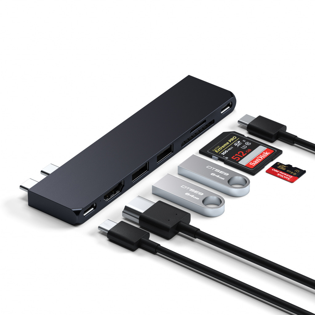 USB хъб Satechi PRO HUB SLIM, 1xUSB4, 1xHDMI, 2xUSB-A, 1xUSB-C, SD/MicroSD четец до 104MB/s UHS-I, Midnight Black - ST-HUCPHSD - 3