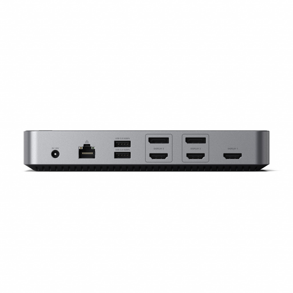 Докинг станция Satechi Aluminium 4K Display, 3x 4K/60Hz, 2x DisplayPort 1.4, 3x HDMI, 1x USB-C 3.1 Gen2, 1x USB-C 3.0, 1x USB 3.1, 2x USB 3.0, 1x Ethernet, 1x Audio, Kensington Lock, Grey - ST-D4KTM-EU - 4
