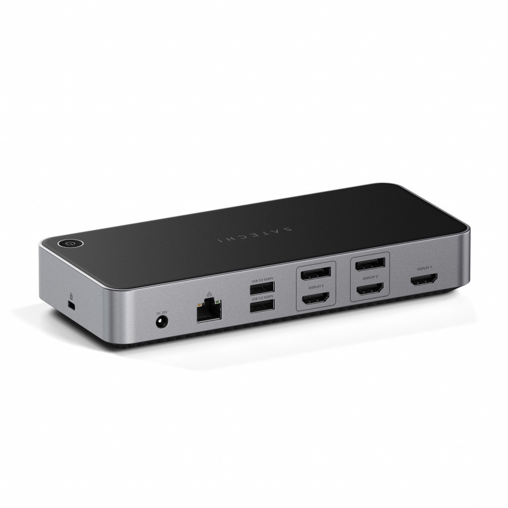 Докинг станция Satechi Aluminium 4K Display, 3x 4K/60Hz, 2x DisplayPort 1.4, 3x HDMI, 1x USB-C 3.1 Gen2, 1x USB-C 3.0, 1x USB 3.1, 2x USB 3.0, 1x Ethernet, 1x Audio, Kensington Lock, Grey - ST-D4KTM-EU - 5